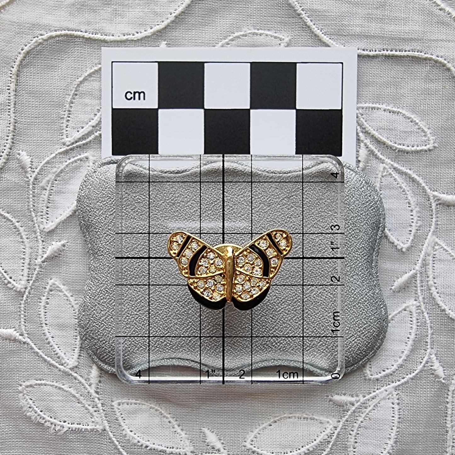 Pin - Black Enamel Crystal Butterfly Pin Brooch