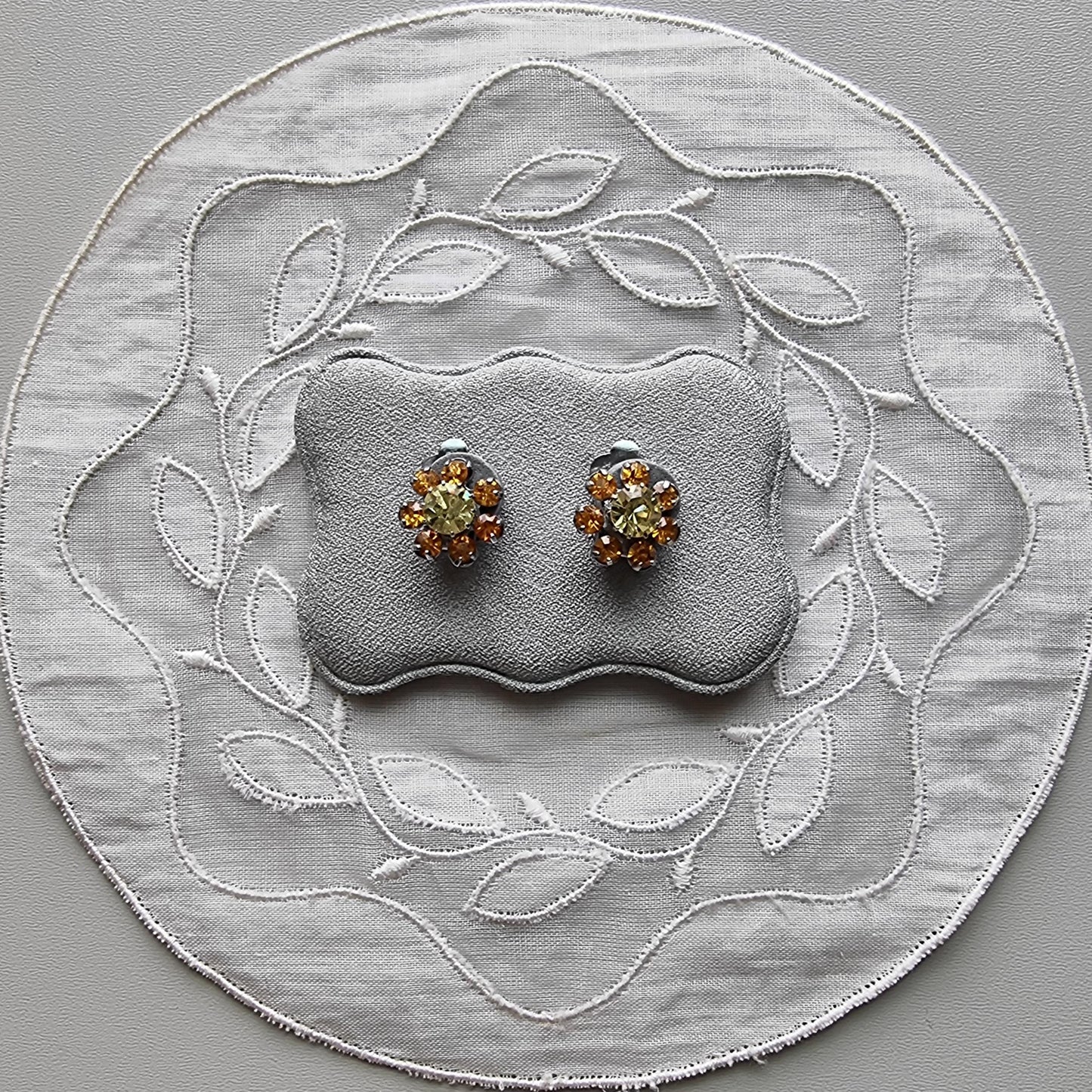 Clip on - Small Yellow and Orange Crystals Clip on Earrings