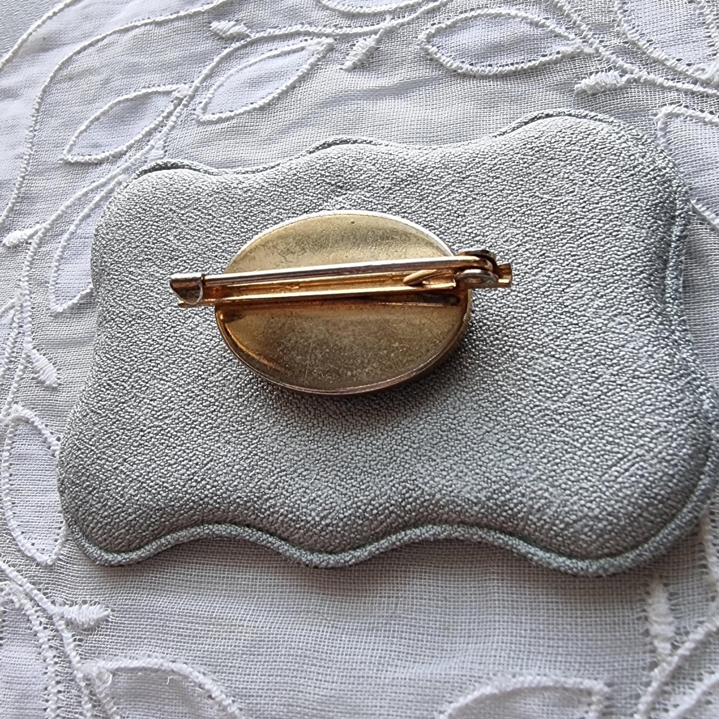 Brooch - Purple and White Milefiori Glass Cabochon Brooch