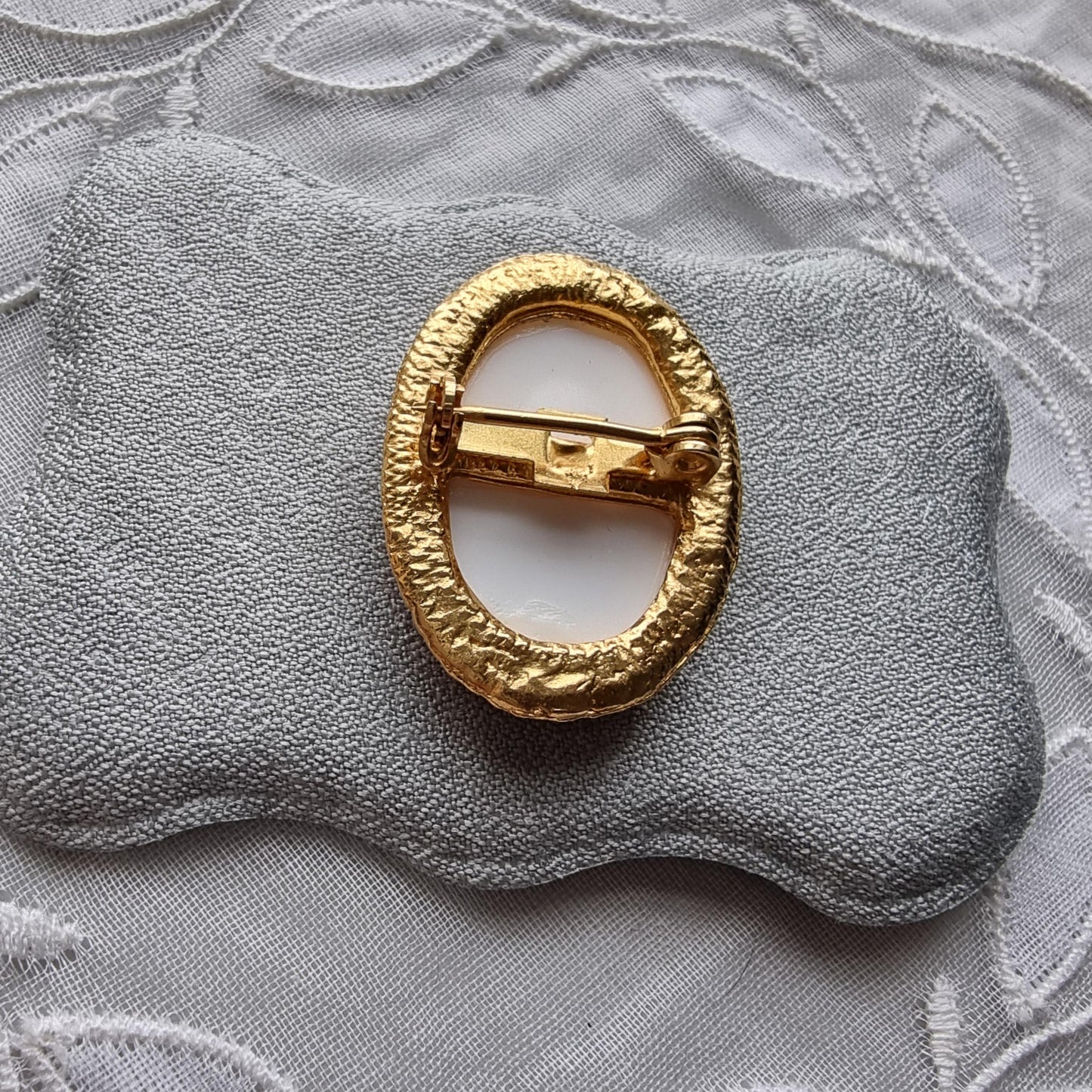 Brooch - Oval Painted Porcelain Brooch