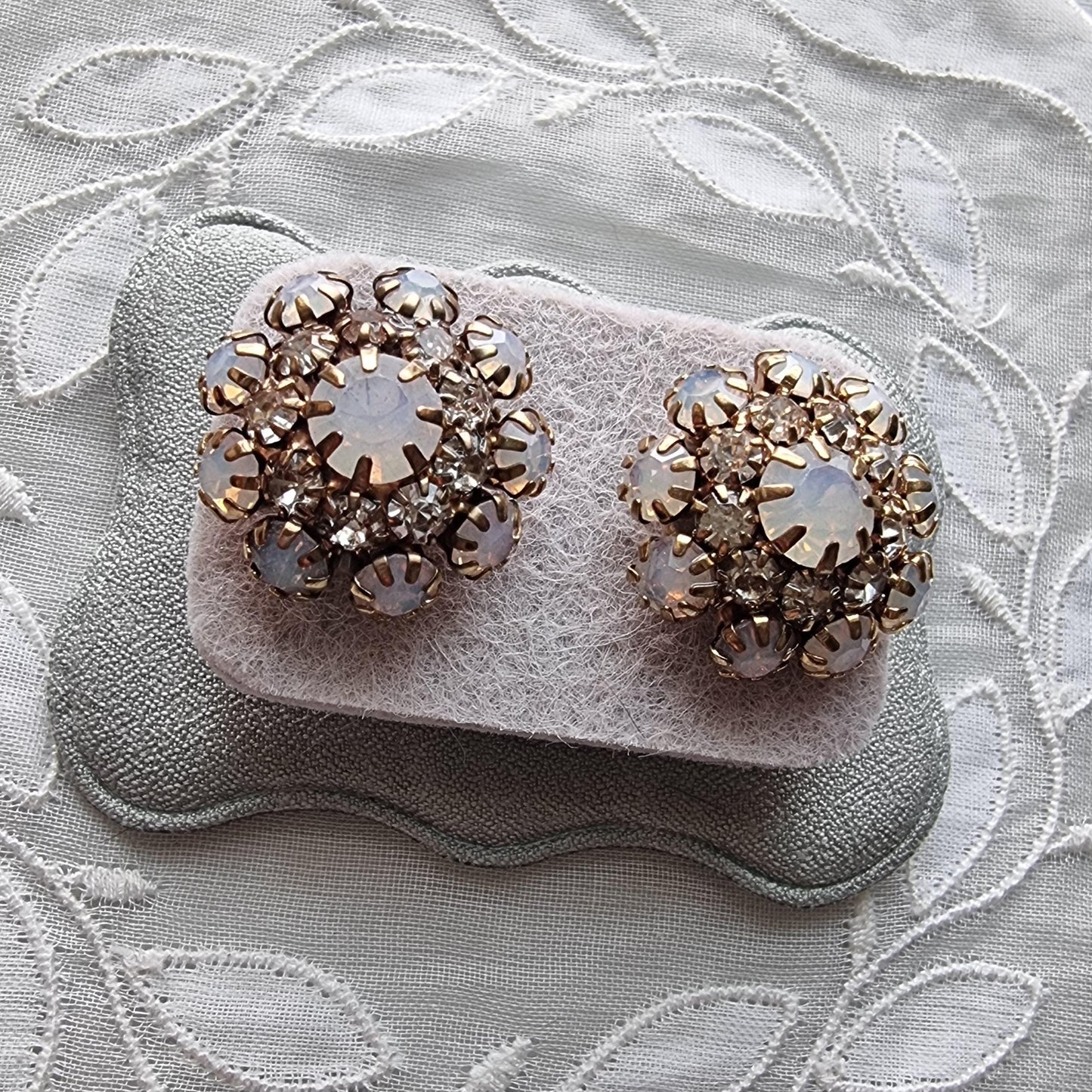 Posts - Milky White Crystals Round Stud Earrings