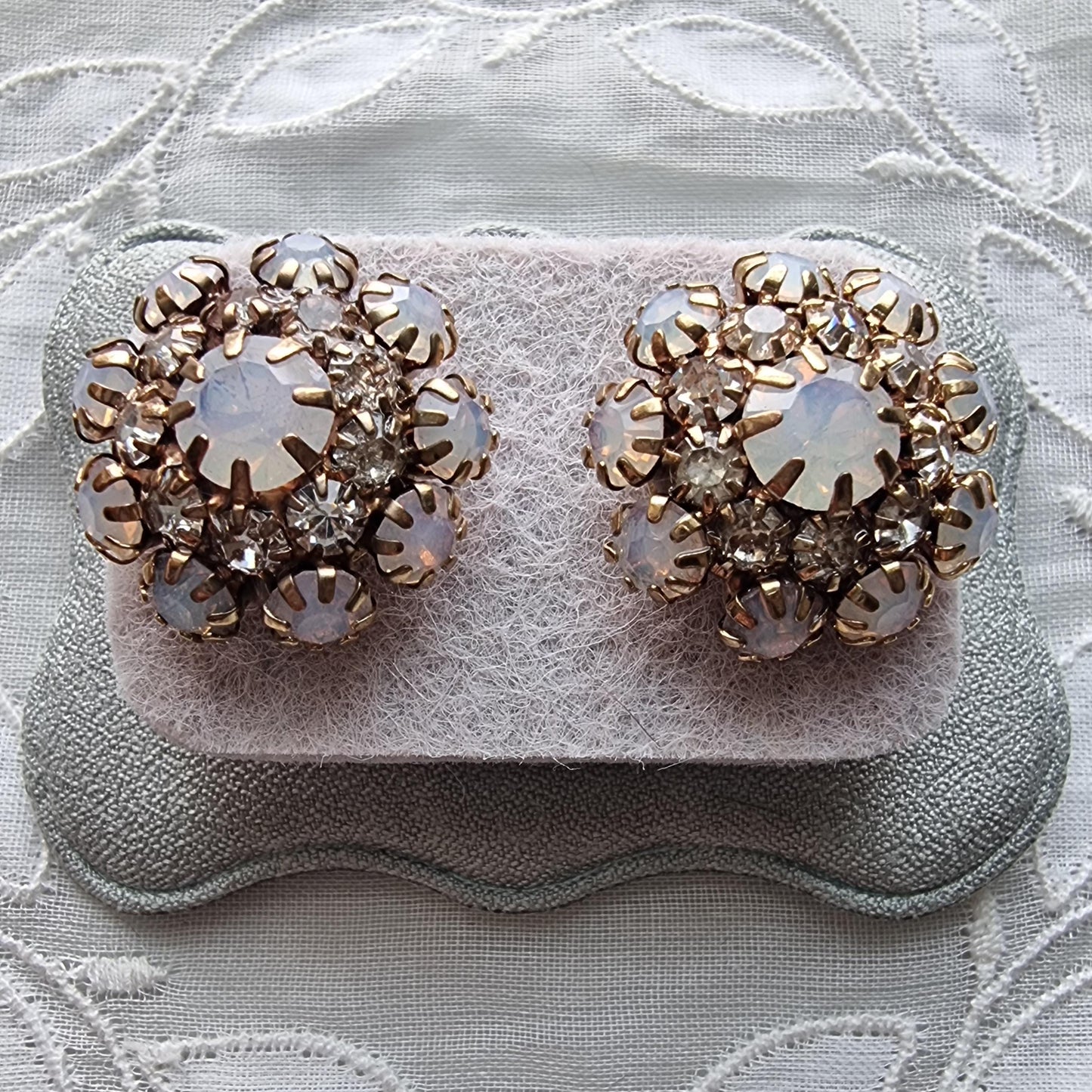 Posts - Milky White Crystals Round Stud Earrings