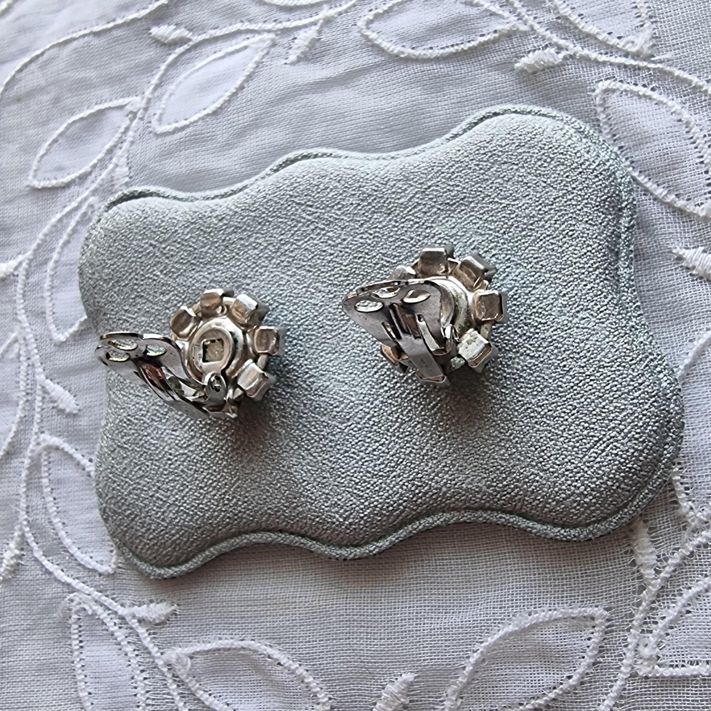 Clip on - Small Blue Purple Aurora Borealis Crystals Clip on Earrings