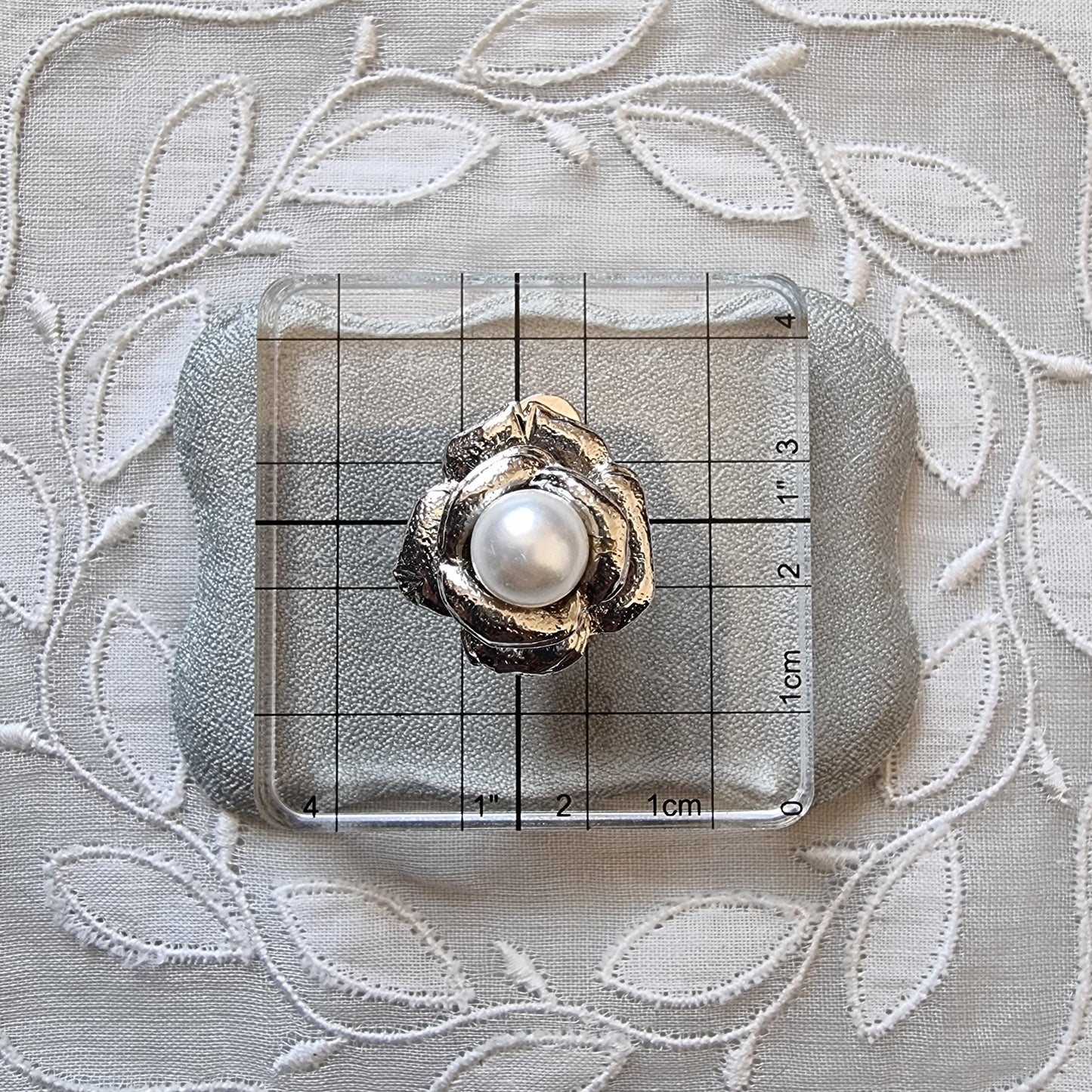 Clip on - Silver Pearl Rose Clip On Earrings