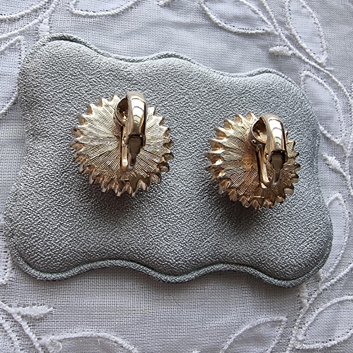Clip on - Round Pearl and Crystals Clip on Earrings