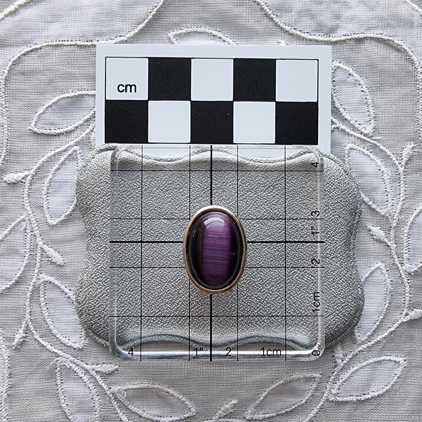 Clip on - Purple Cats Eye Cabochon Clip on Earrings