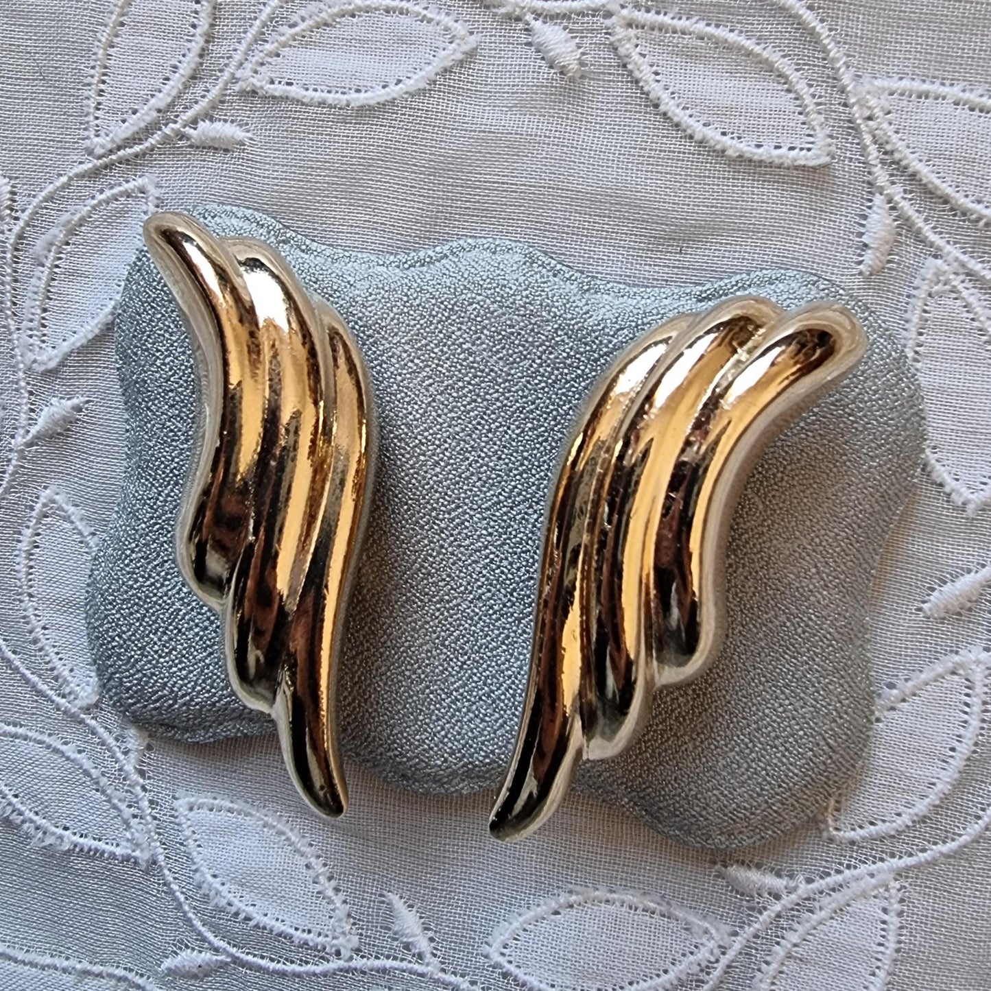 Clip on - Gold Abstract Wing Clip on Earrings