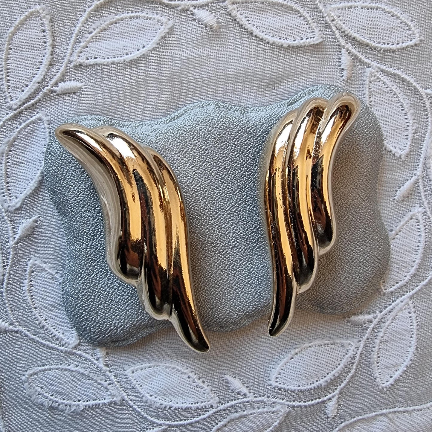 Clip on - Gold Abstract Wing Clip on Earrings