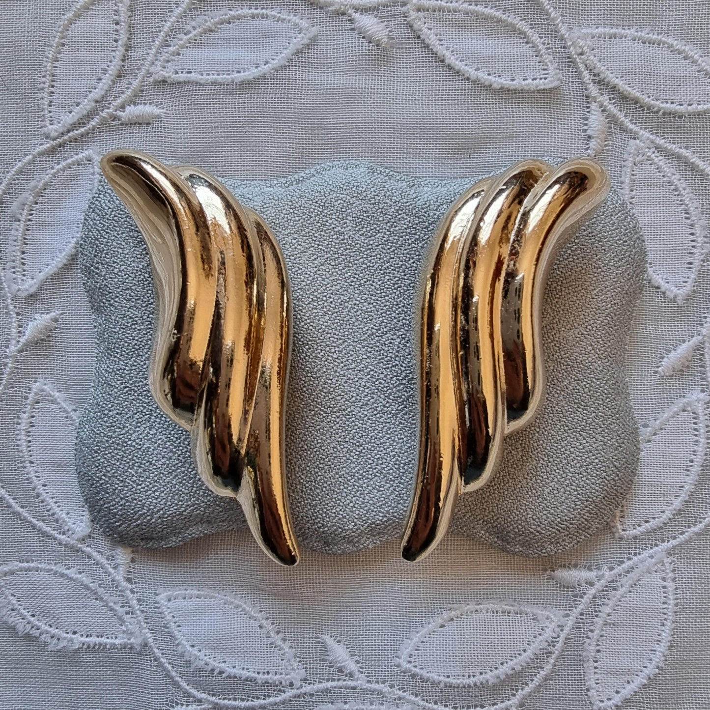 Clip on - Gold Abstract Wing Clip on Earrings