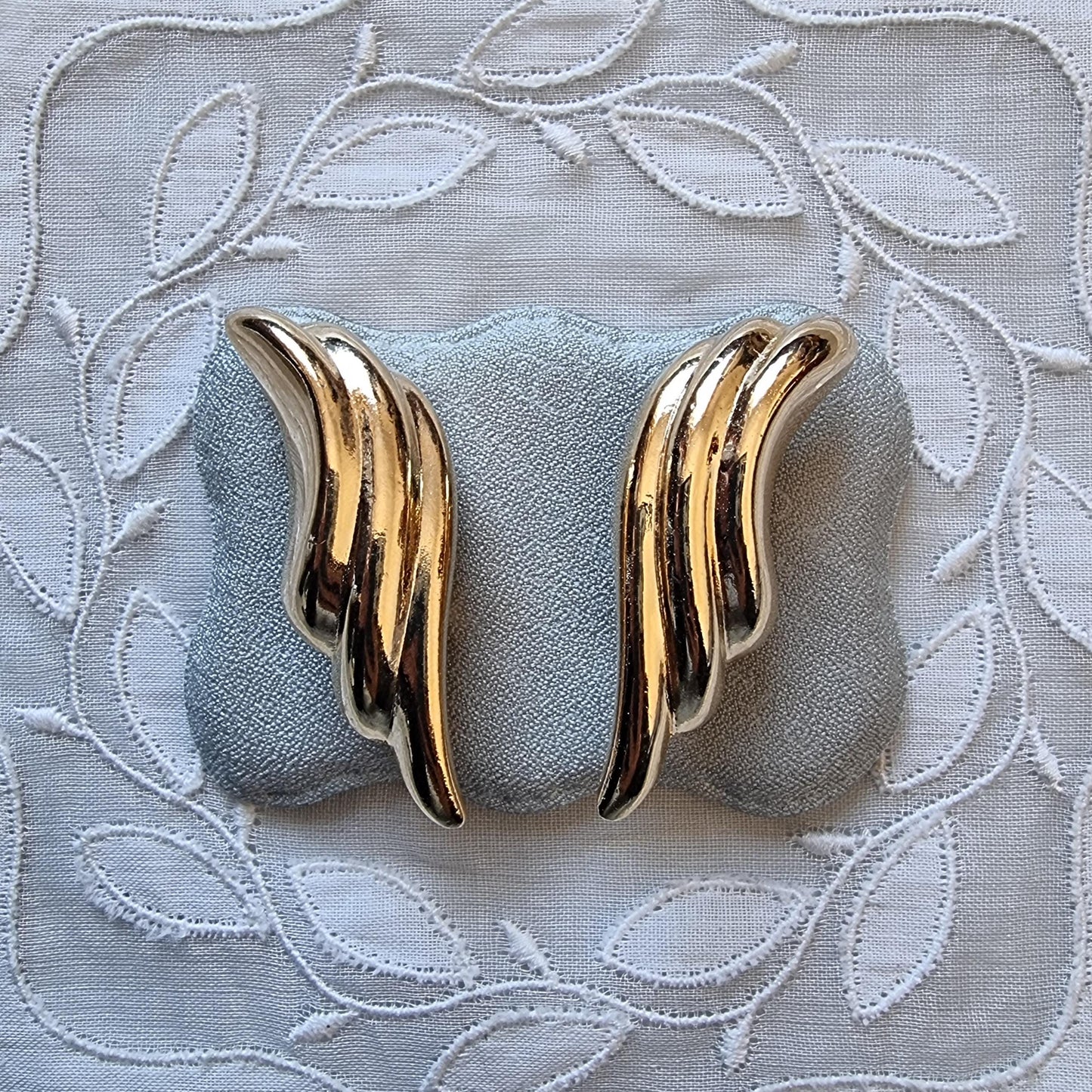Clip on - Gold Abstract Wing Clip on Earrings
