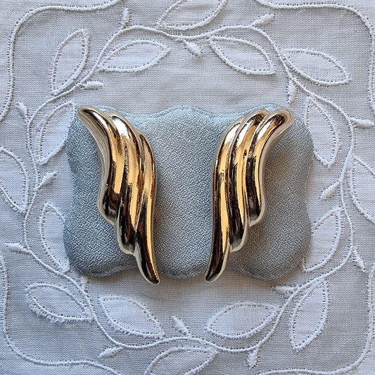 Clip on - Gold Abstract Wing Clip on Earrings