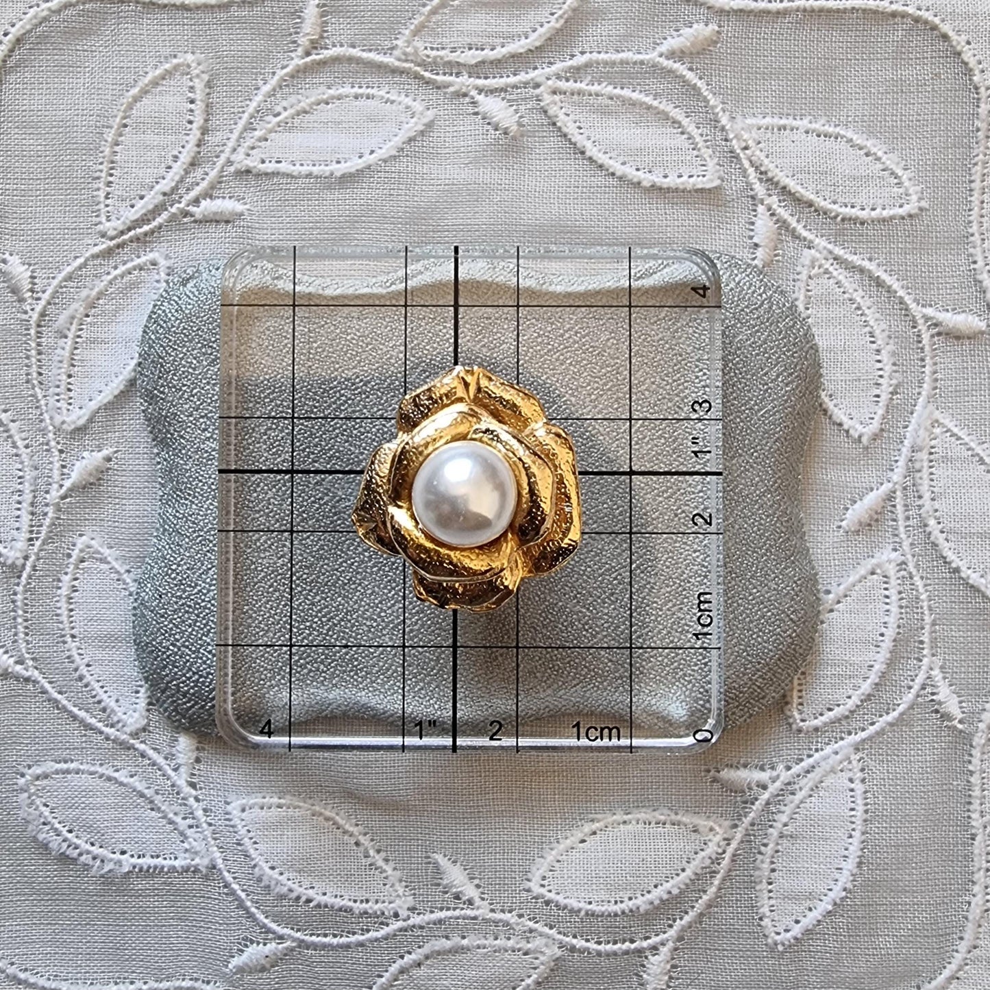 Clip on - Gold Pearl Rose Clip On Earrings