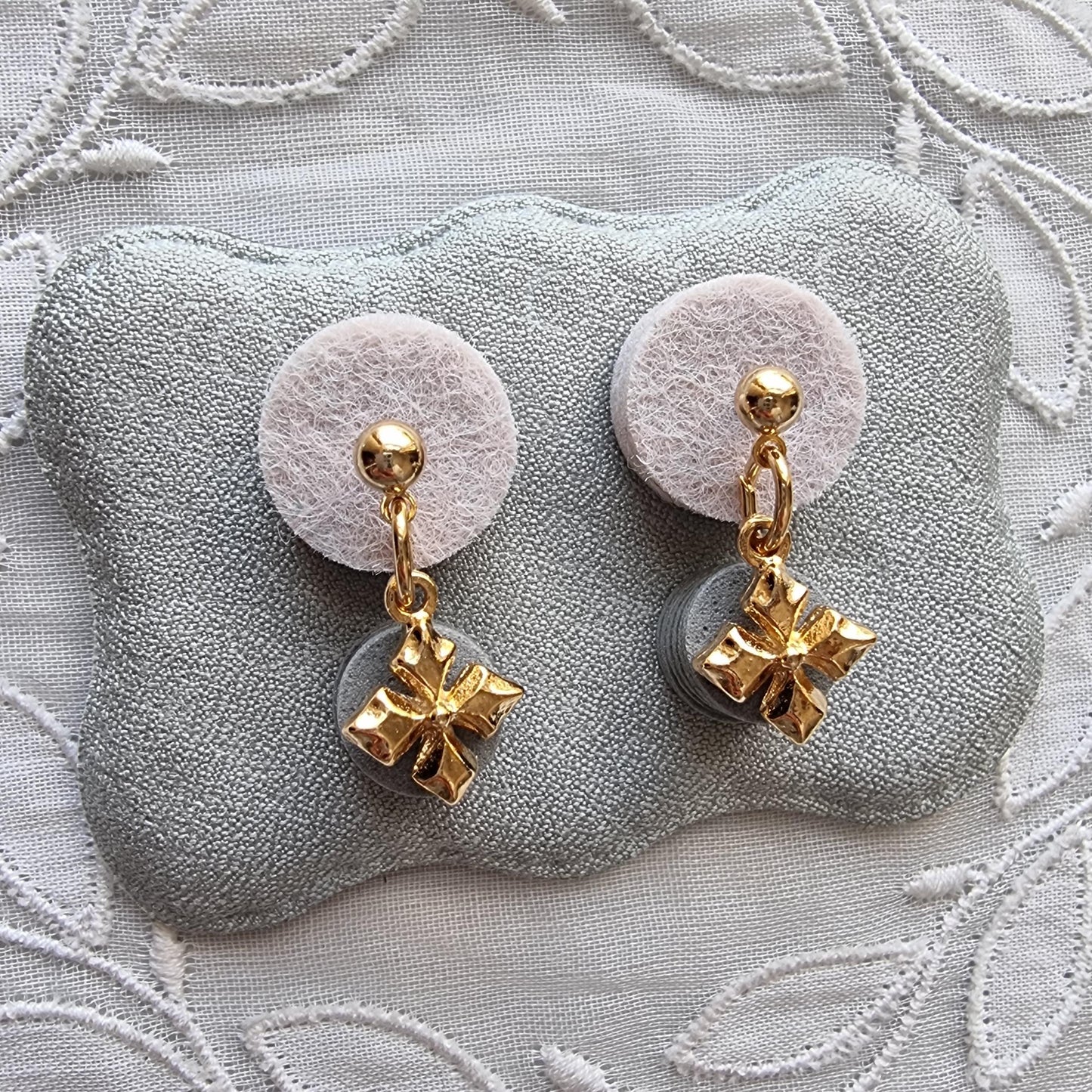 Posts - Gold Maltese Cross Drop Earrings