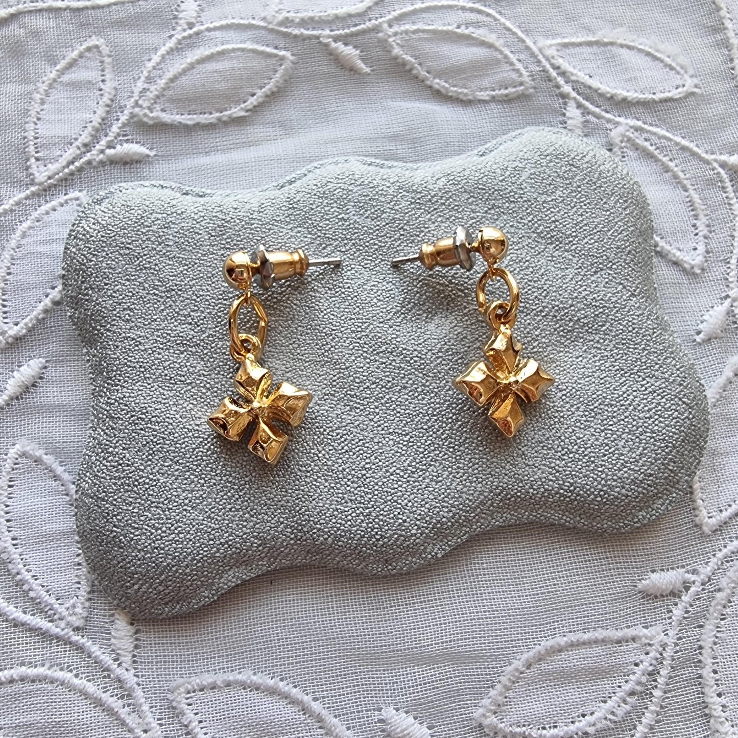Posts - Gold Maltese Cross Drop Earrings