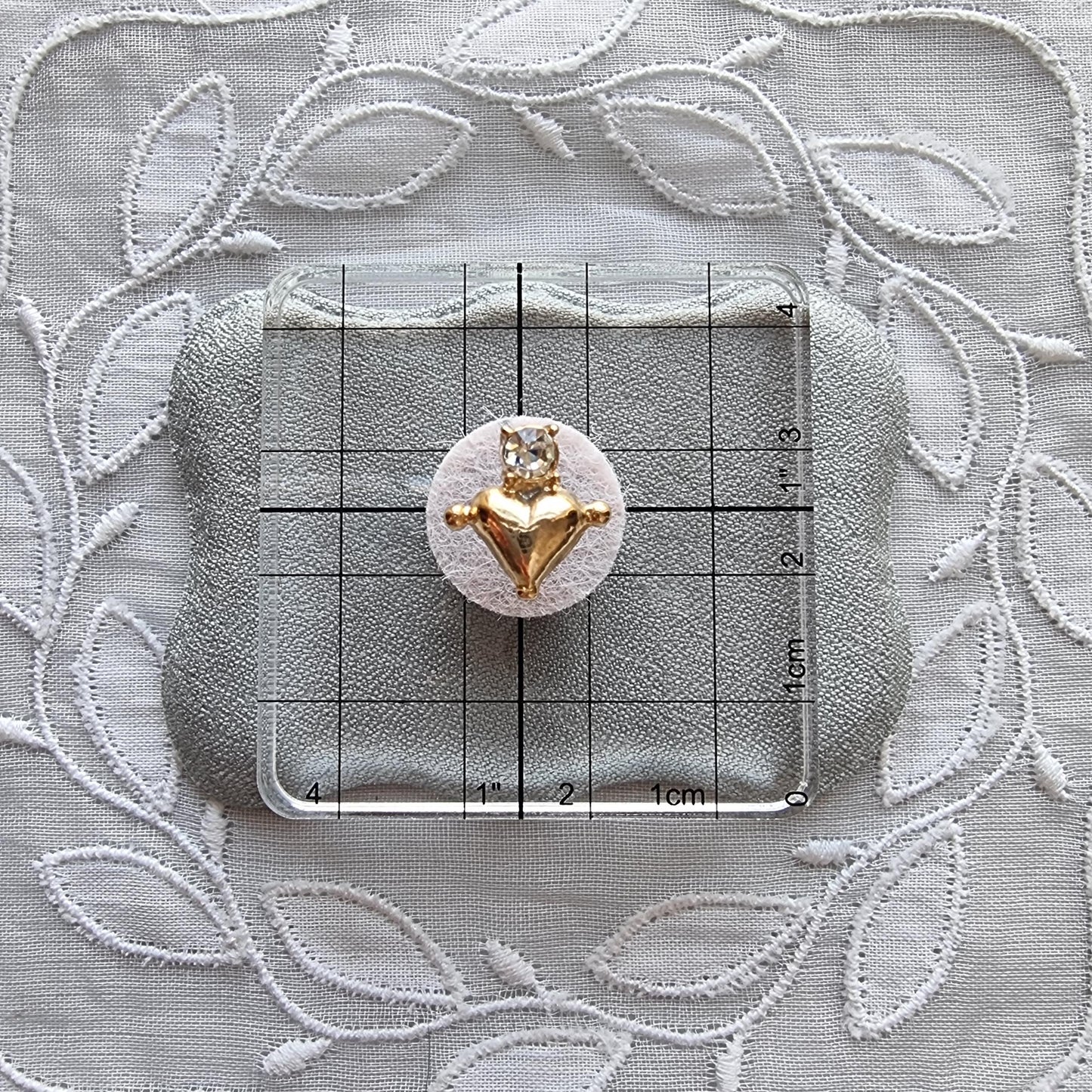 Posts - Gold Beaded Heart Crystal Stud Earrings