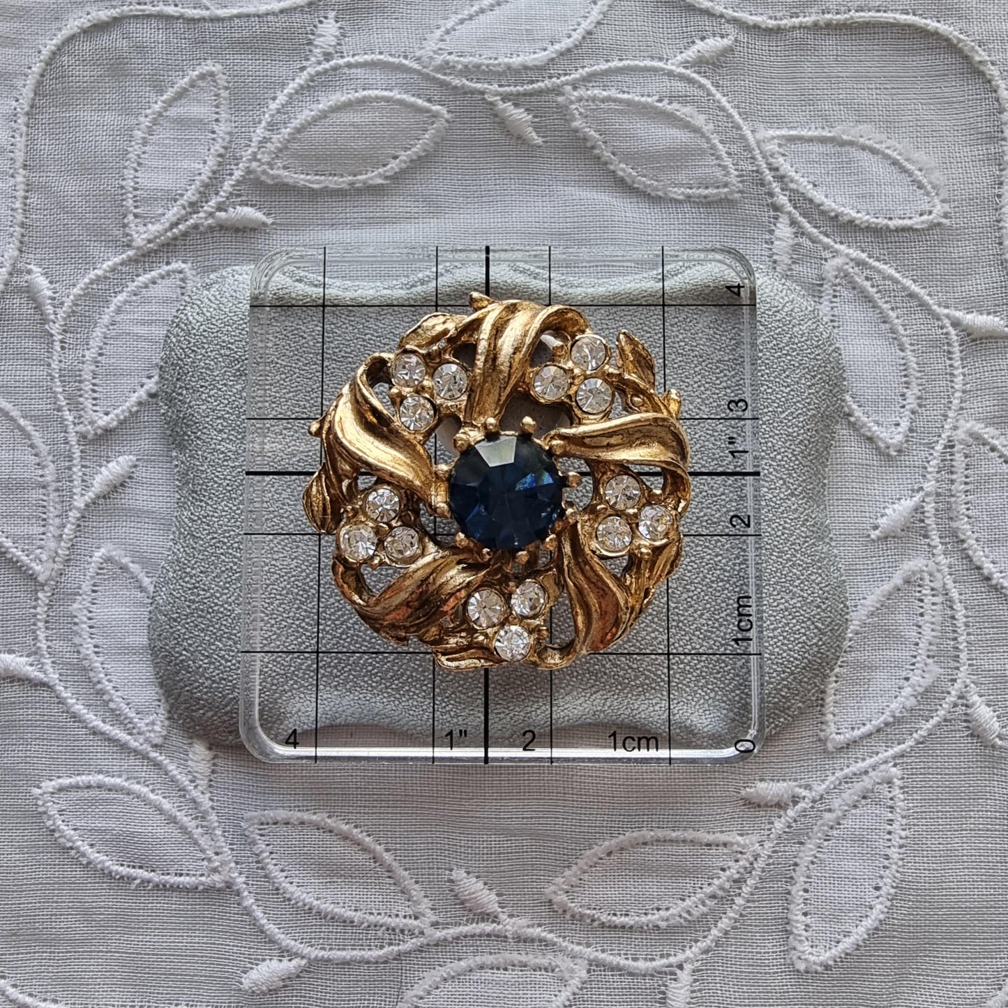 Clip on - Blue and Clear Crystals Wreath Clip on Earrings