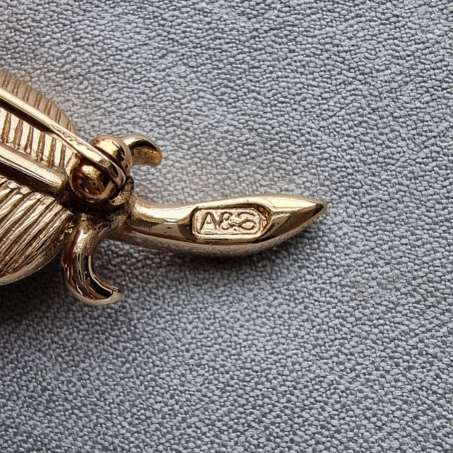 Brooch - Attwood and Sawyer Gold and Crystal Feather Brooch