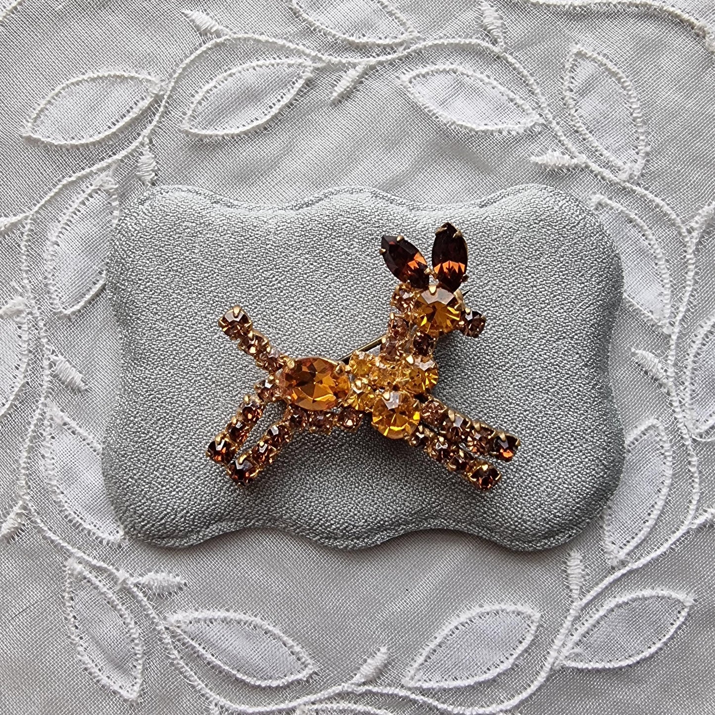 Brooch - Orange and Brown Crystals Donkey Horse Brooch