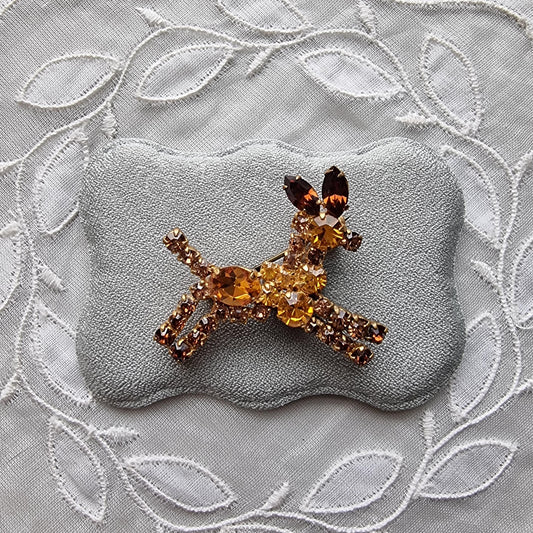Brooch - Orange and Brown Crystals Donkey Horse Brooch
