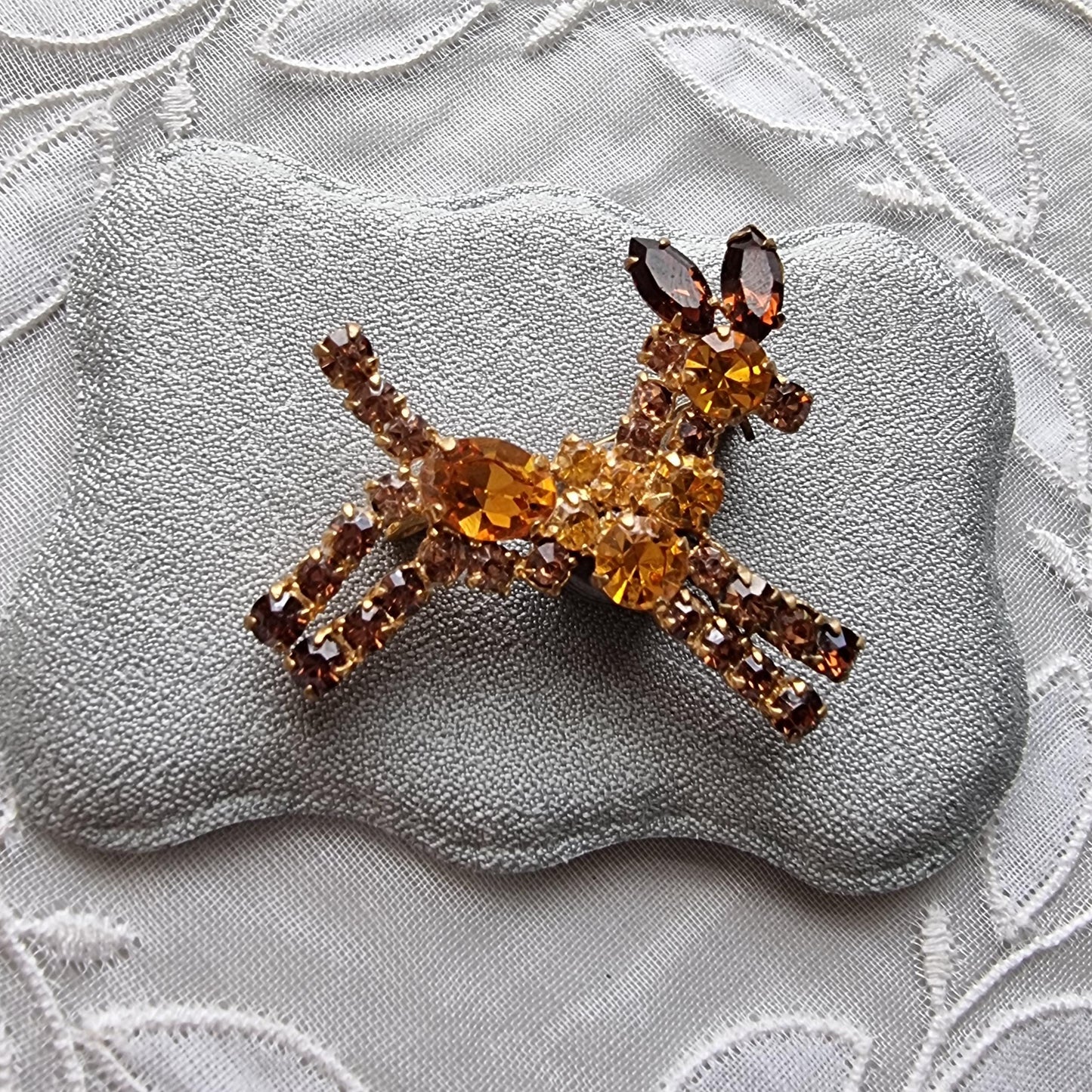 Brooch - Orange and Brown Crystals Donkey Horse Brooch