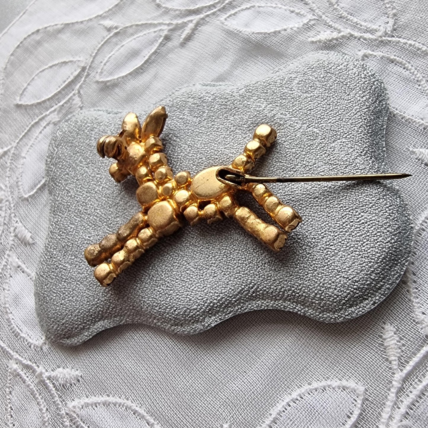 Brooch - Orange and Brown Crystals Donkey Horse Brooch