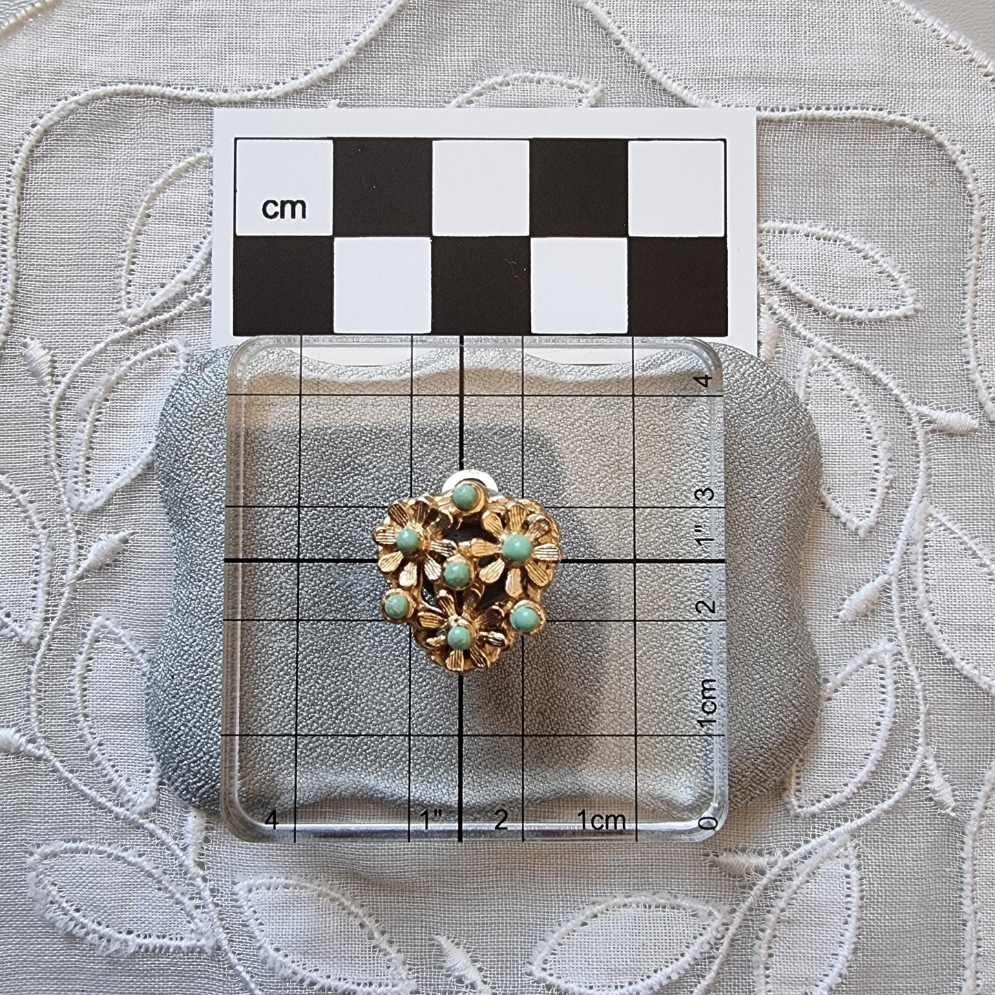 Clip on - Mint Green Enamel Flower Cluster Clip on Earrings