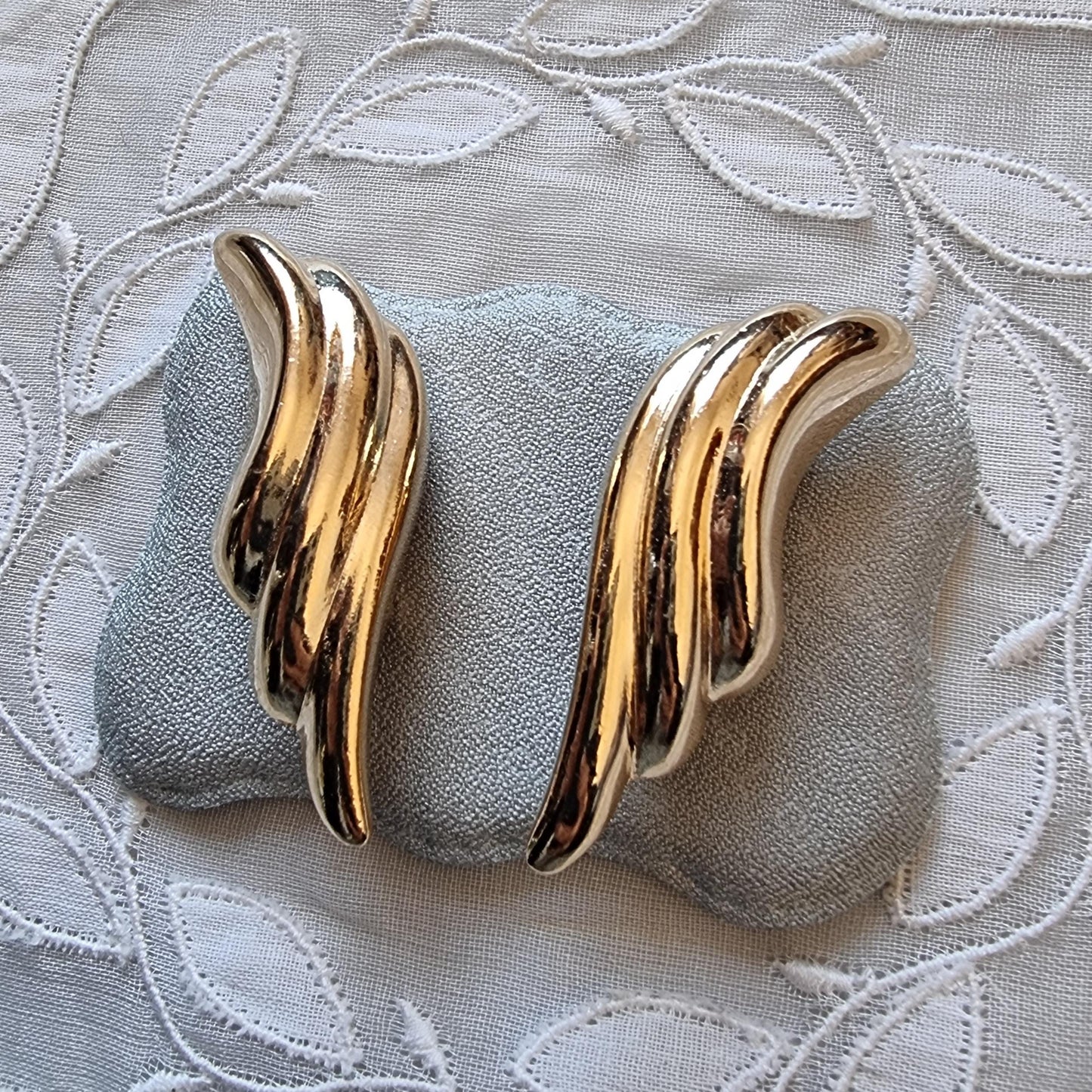 Clip on - Gold Abstract Wing Clip on Earrings