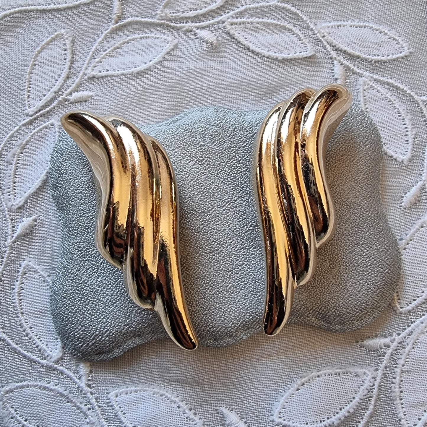 Clip on - Gold Abstract Wing Clip on Earrings