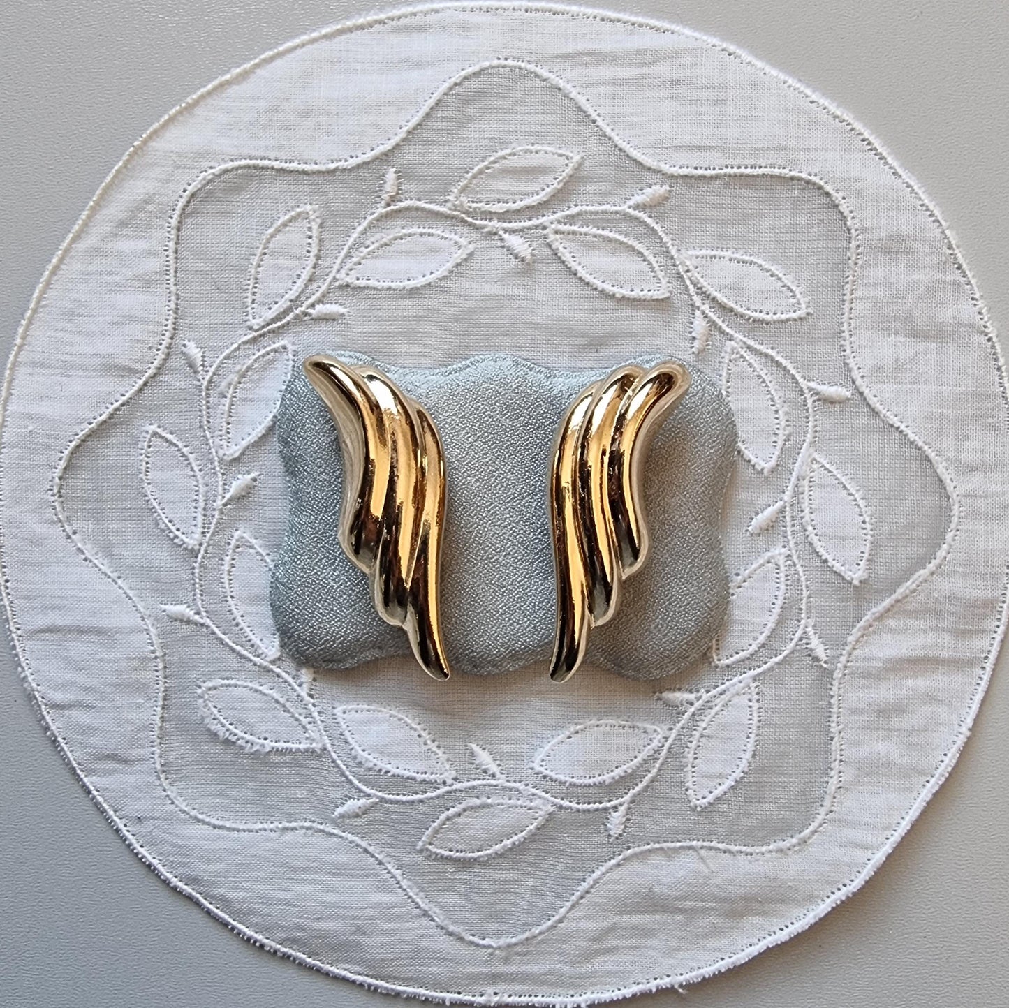 Clip on - Gold Abstract Wing Clip on Earrings