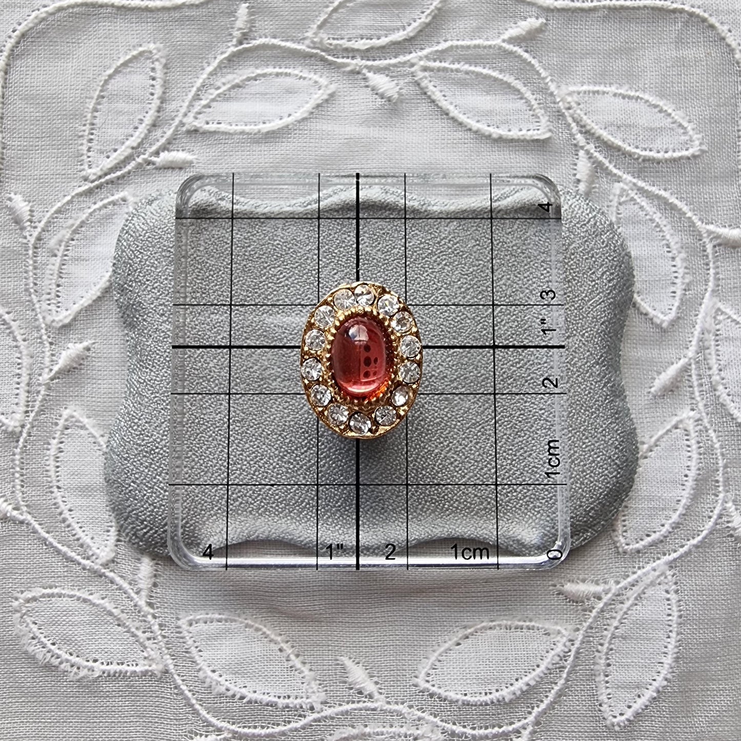 Posts - Pink Cabochon and Crystal Halo Stud Earrings