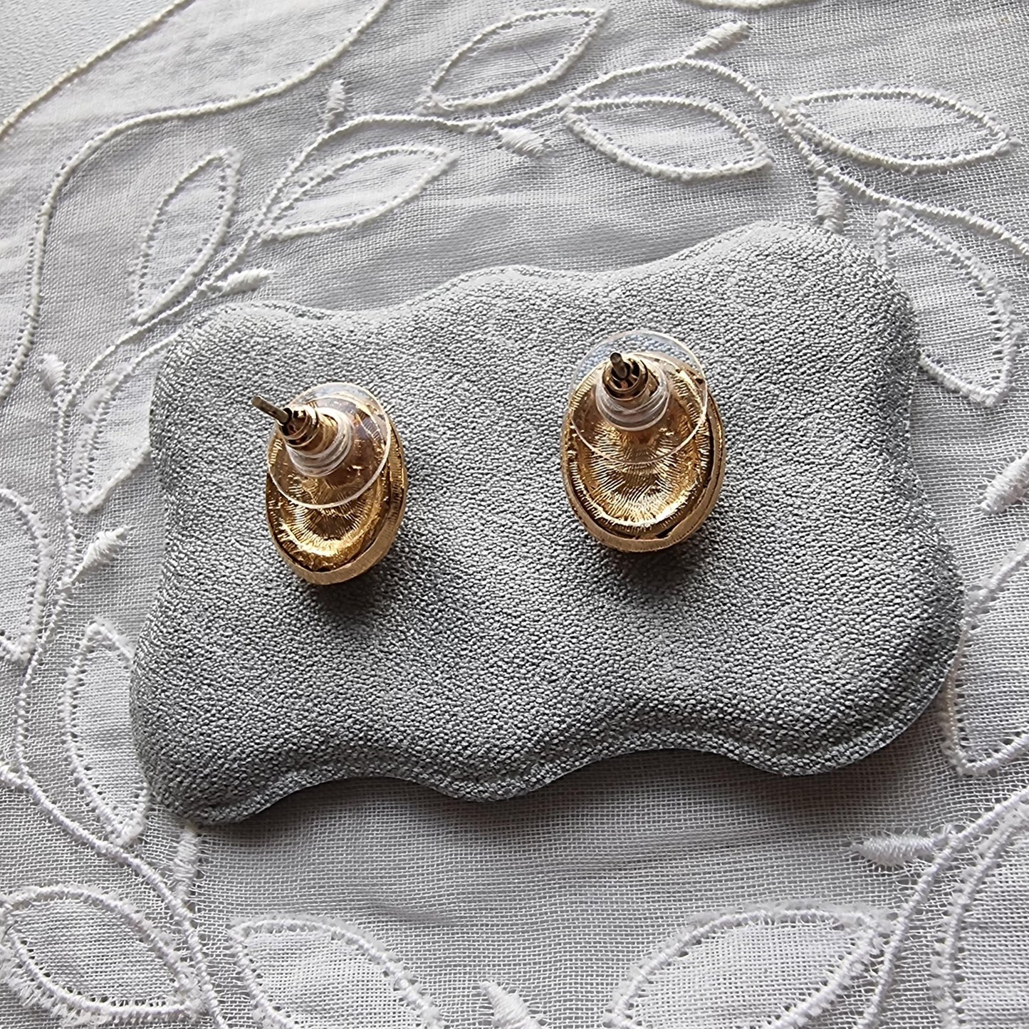 Posts - Light Blue Cat&#39;s Eye and Crystal Halo Stud Earrings