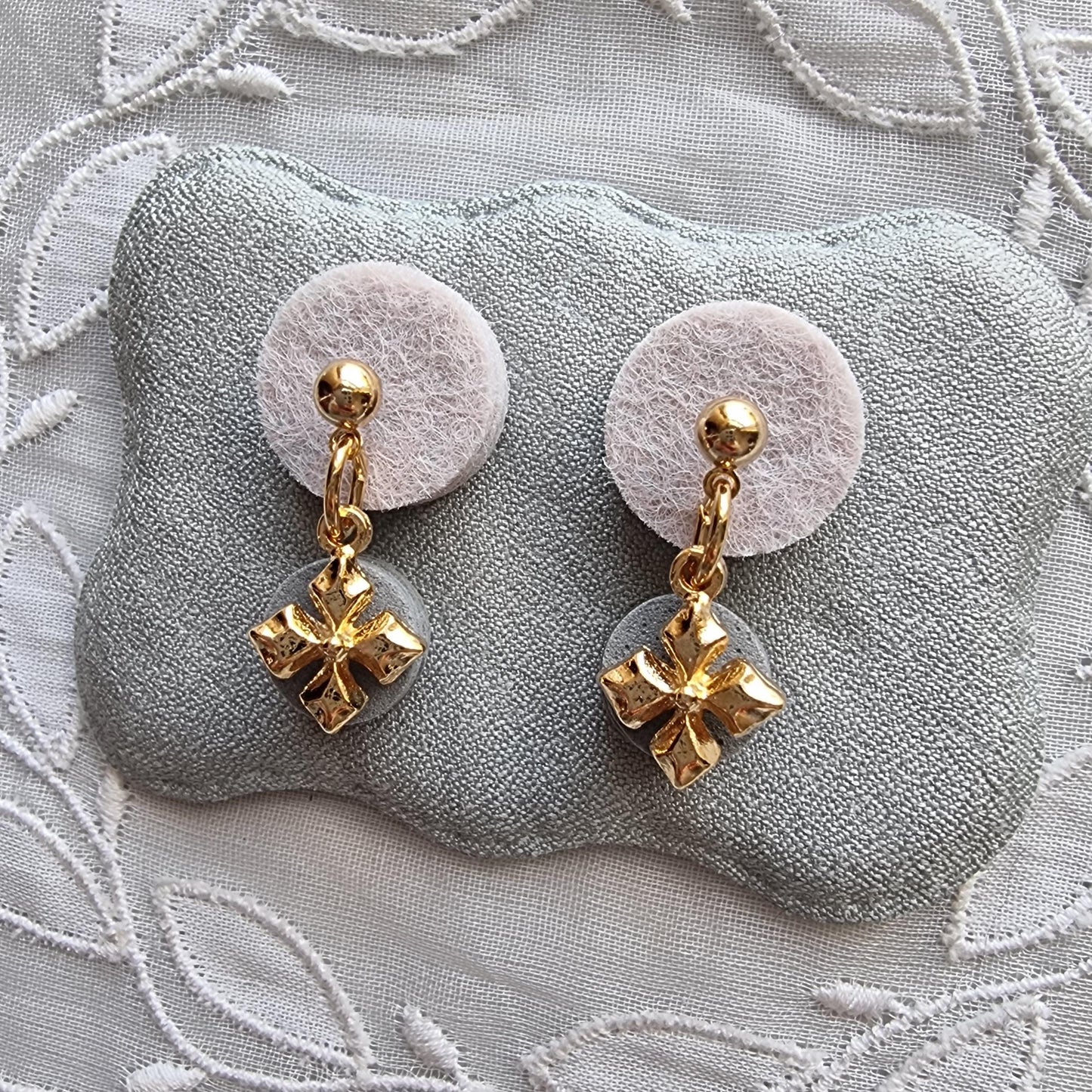 Posts - Gold Maltese Cross Drop Earrings