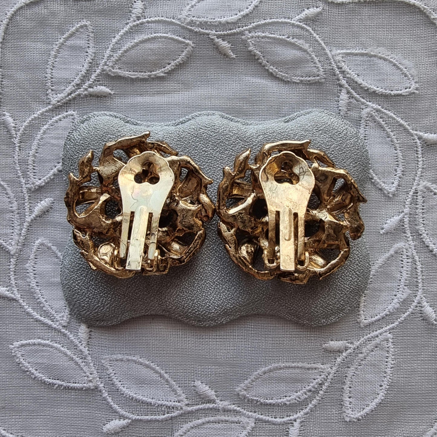 Clip on - Blue and Clear Crystals Wreath Clip on Earrings