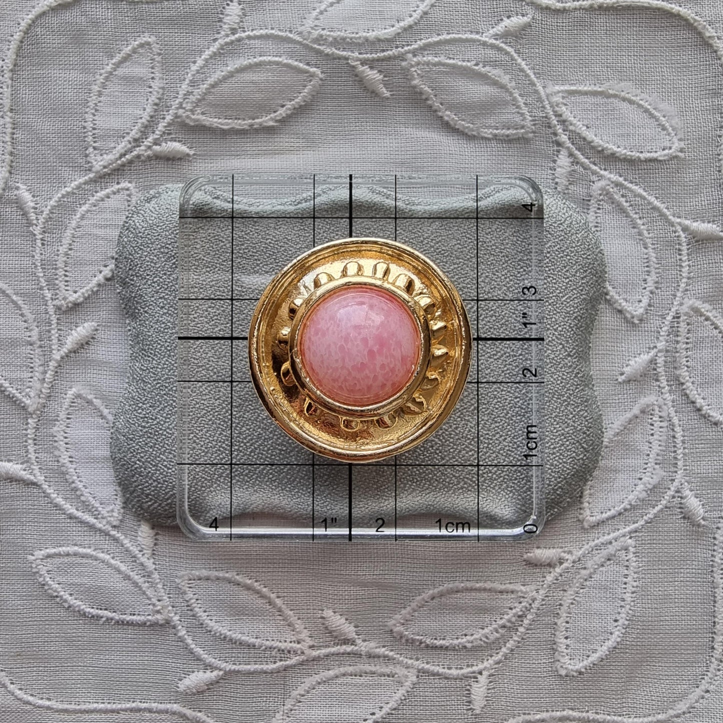 Clip on - Etruscan Pink Glass Cabochon Round Clip on Earrings