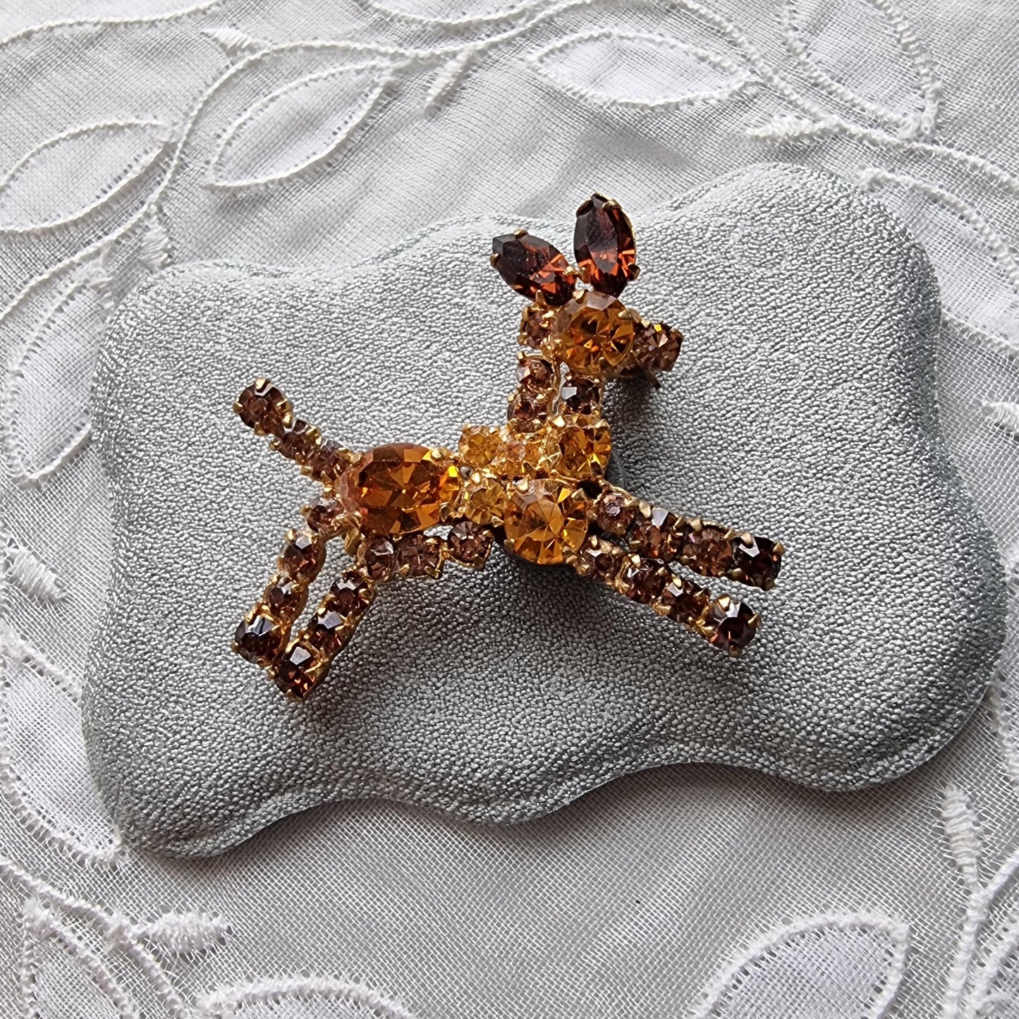 Brooch - Orange and Brown Crystals Donkey Horse Brooch