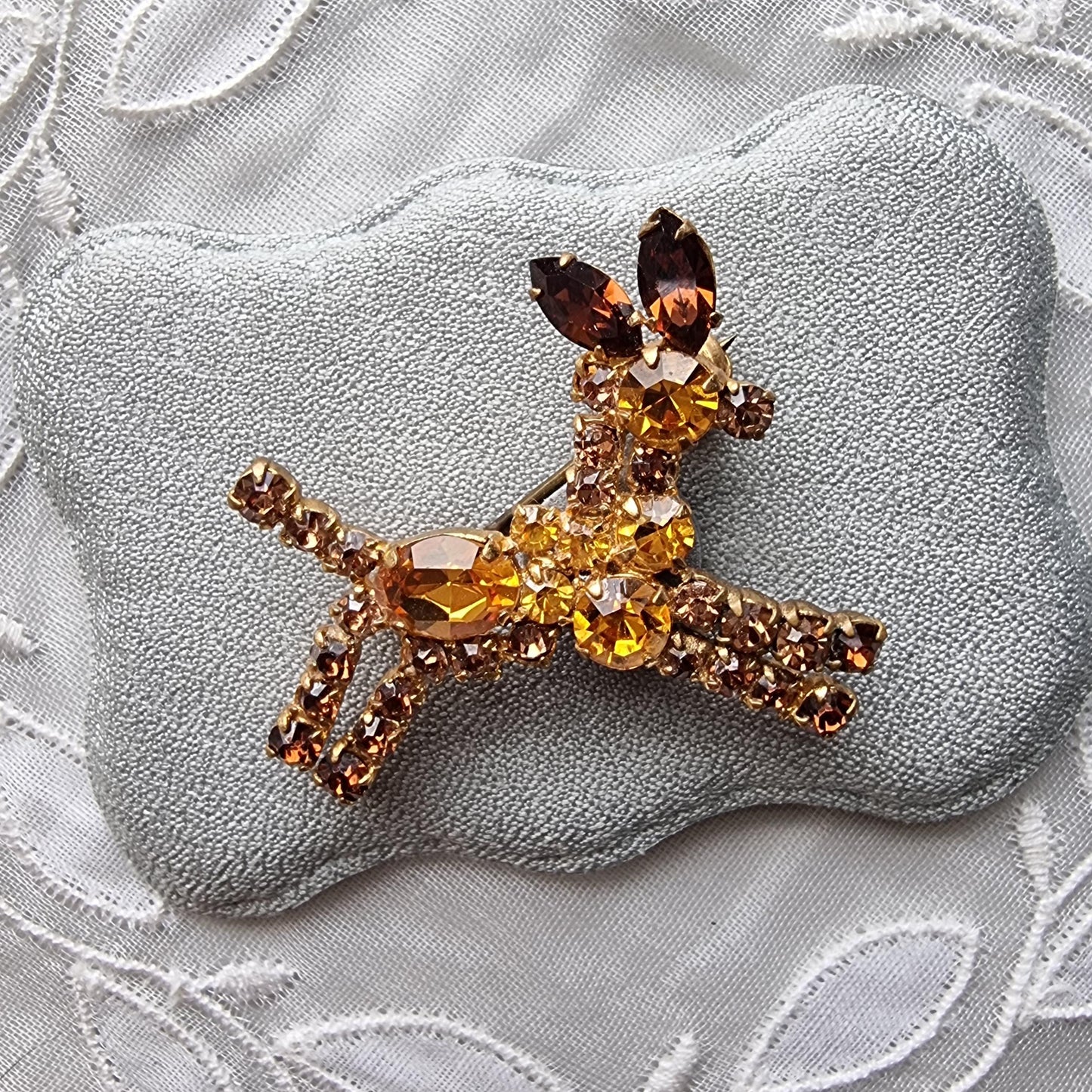Brooch - Orange and Brown Crystals Donkey Horse Brooch