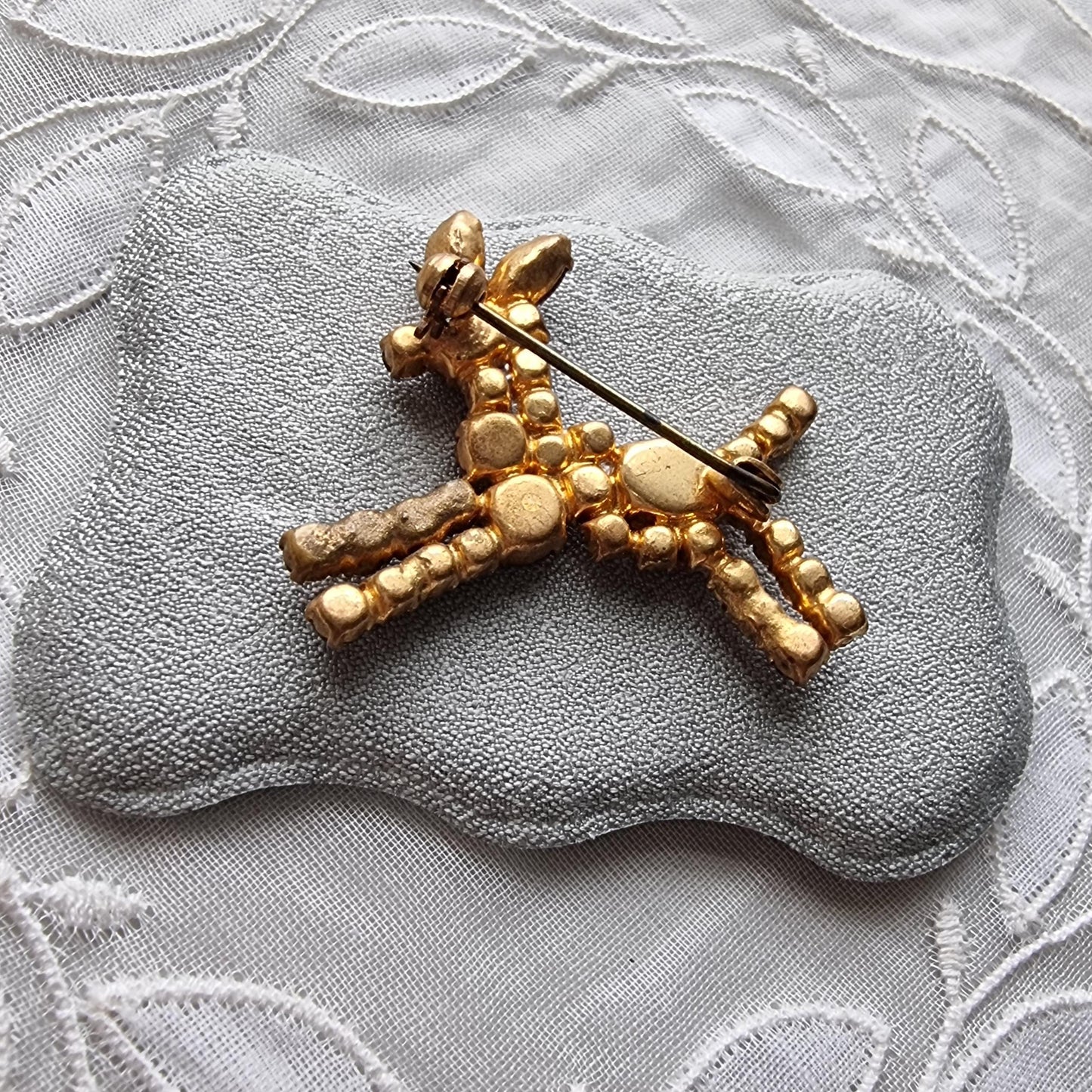 Brooch - Orange and Brown Crystals Donkey Horse Brooch