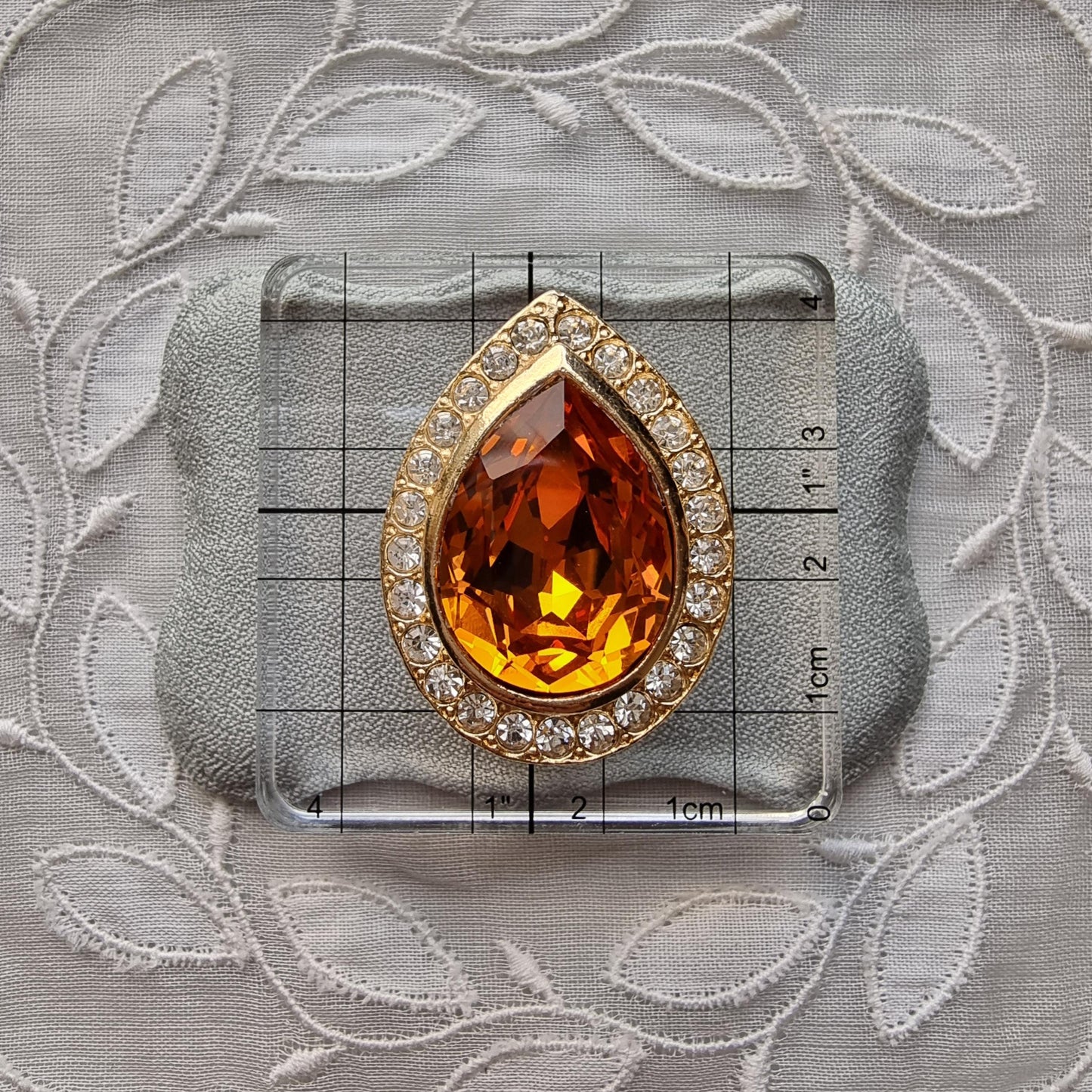 Clip on - Yellow Orange and Clear Crystals Clip On Earrings