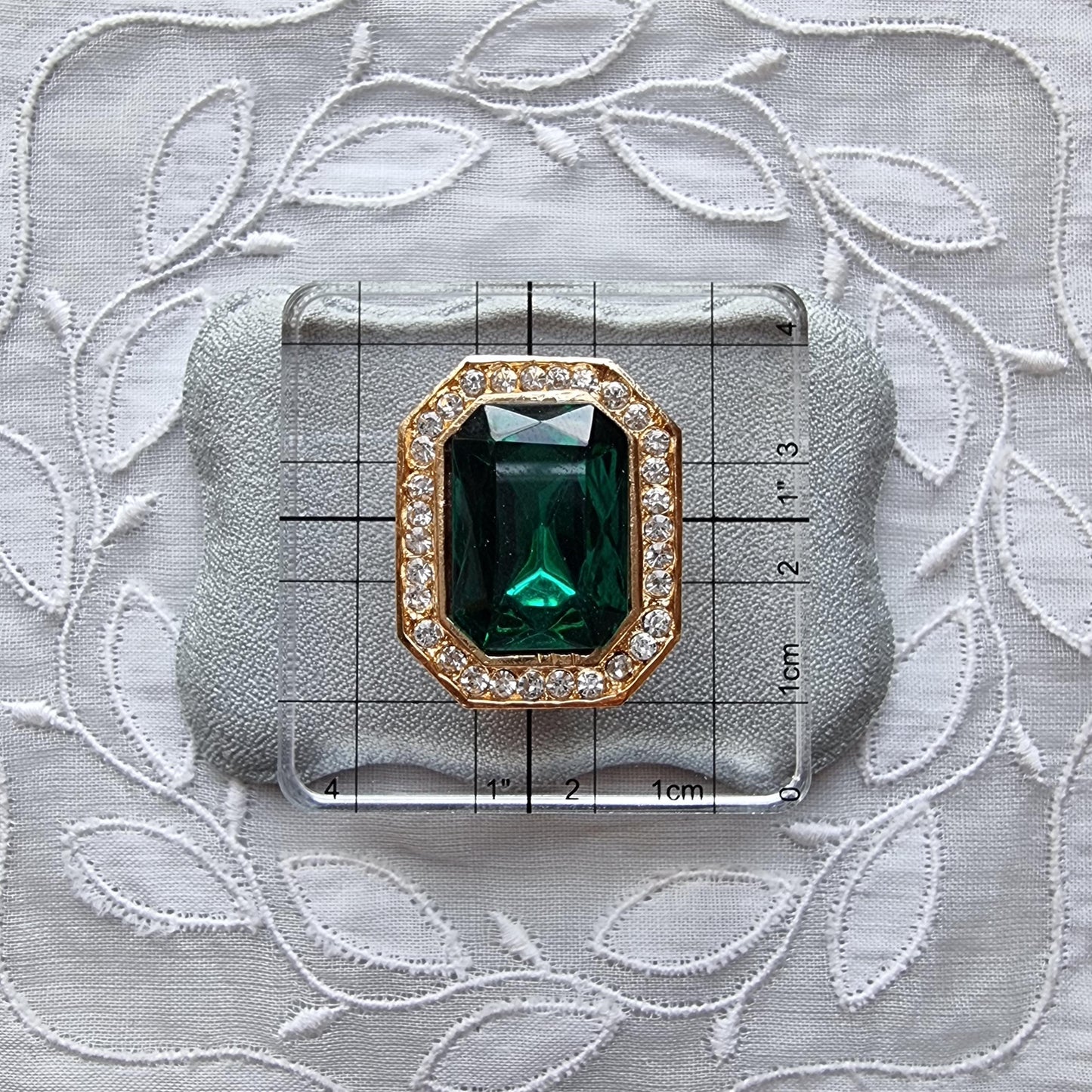 Clip on - Octagonal Green and Clear Crystals Clip On Earrings