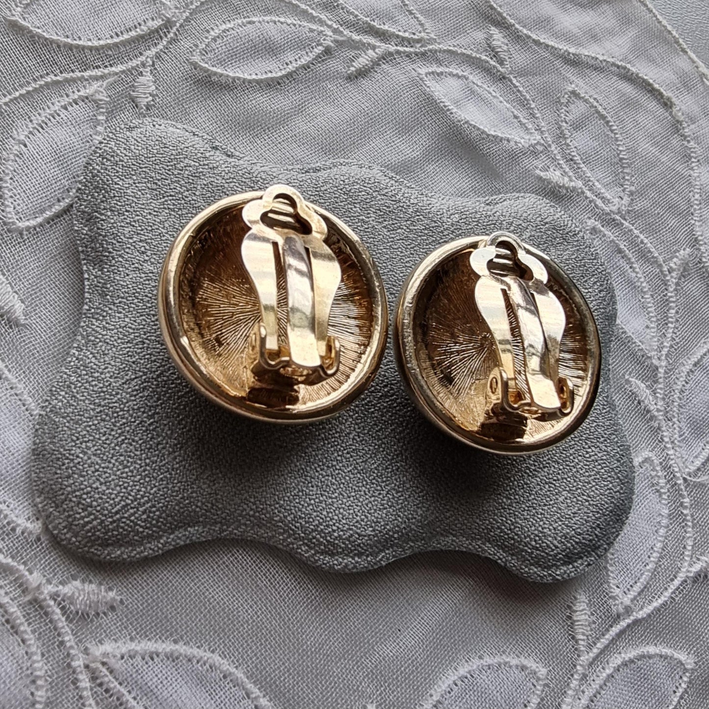 Clip on - Faux Pearl and Green Enamel Clip On Earrings