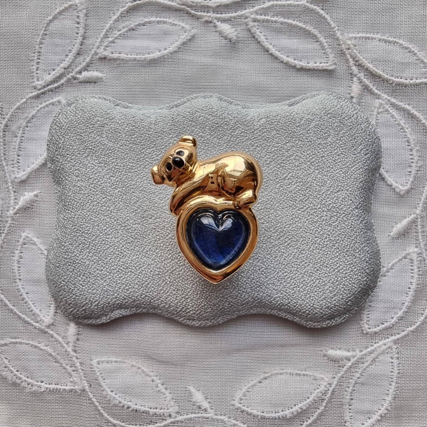 Pin - Gold Koala on Blue Heart Pin Brooch