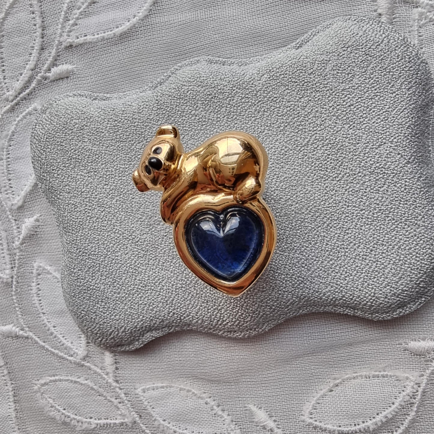 Pin - Gold Koala on Blue Heart Pin Brooch