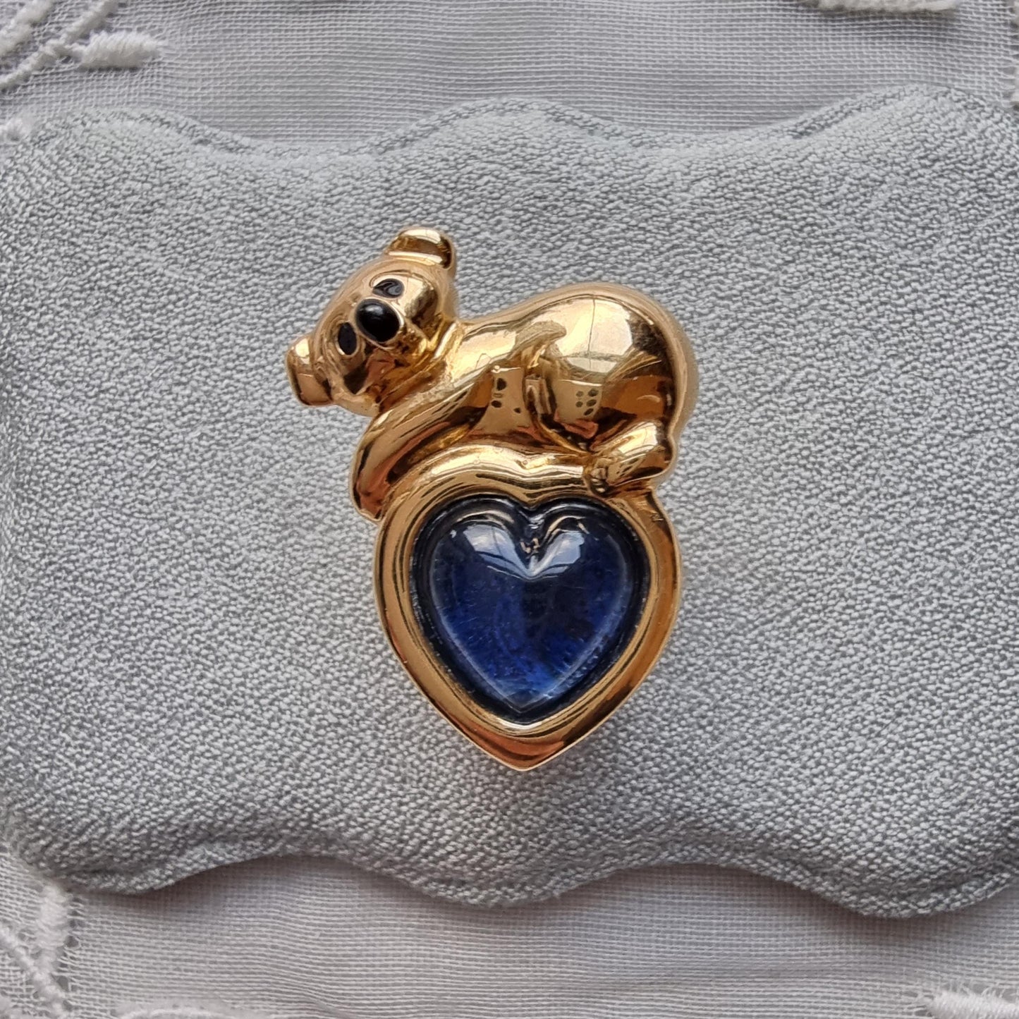 Pin - Gold Koala on Blue Heart Pin Brooch