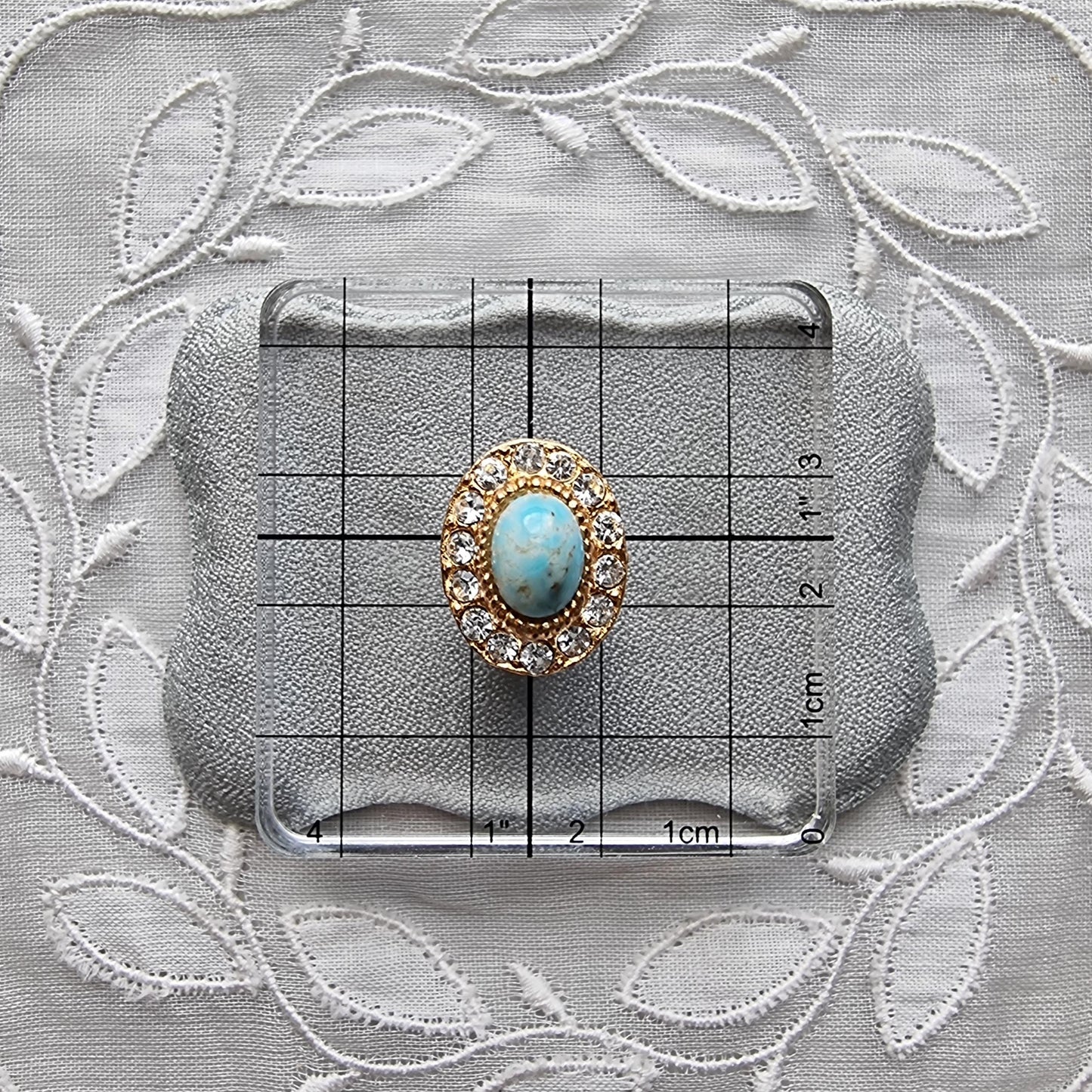 Posts - Faux Turquoise and Crystal Halo Stud Earrings