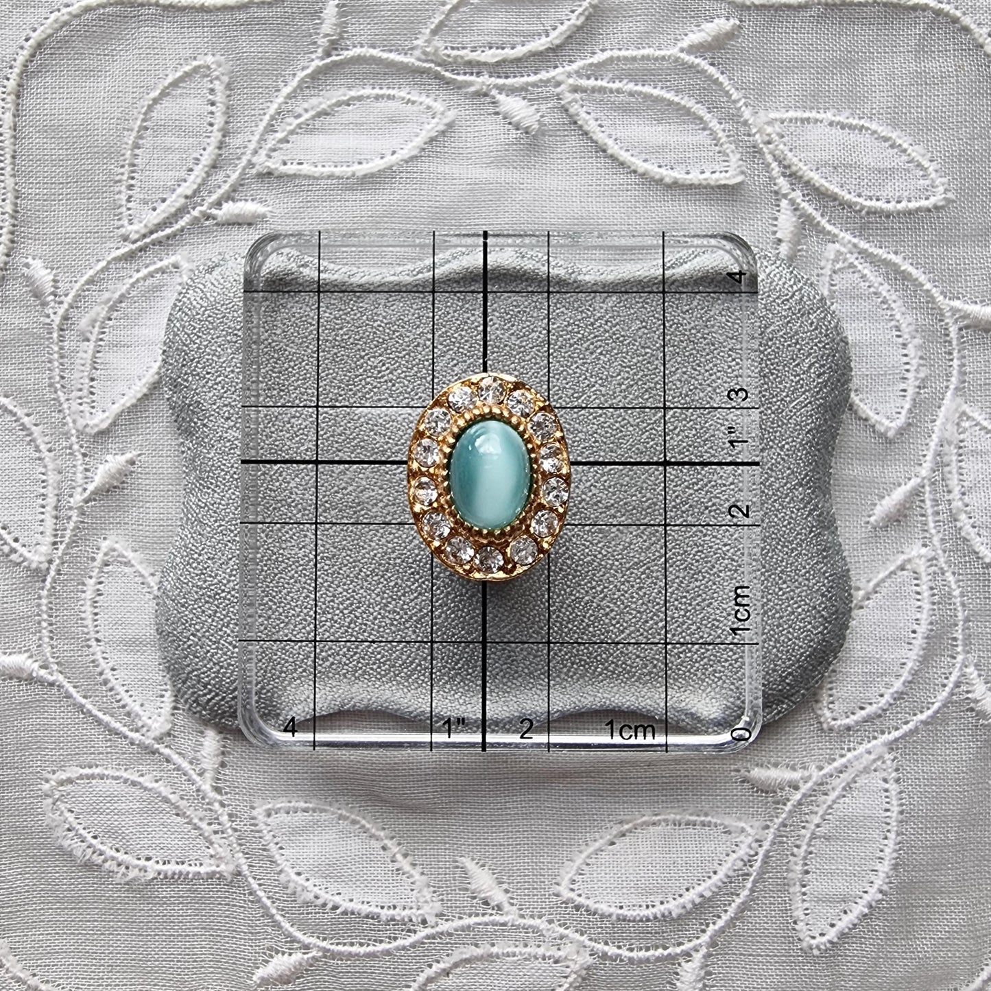 Posts - Light Blue Cat&#39;s Eye and Crystal Halo Stud Earrings