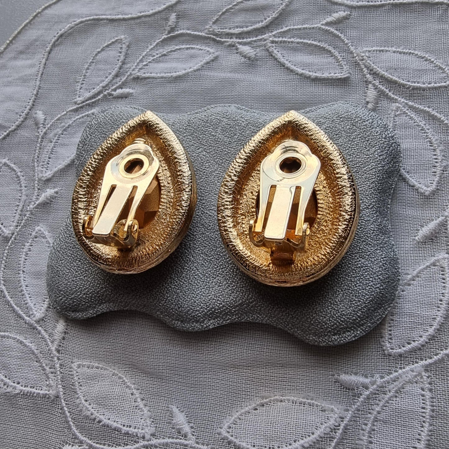 Clip on - Yellow Orange and Clear Crystals Clip On Earrings