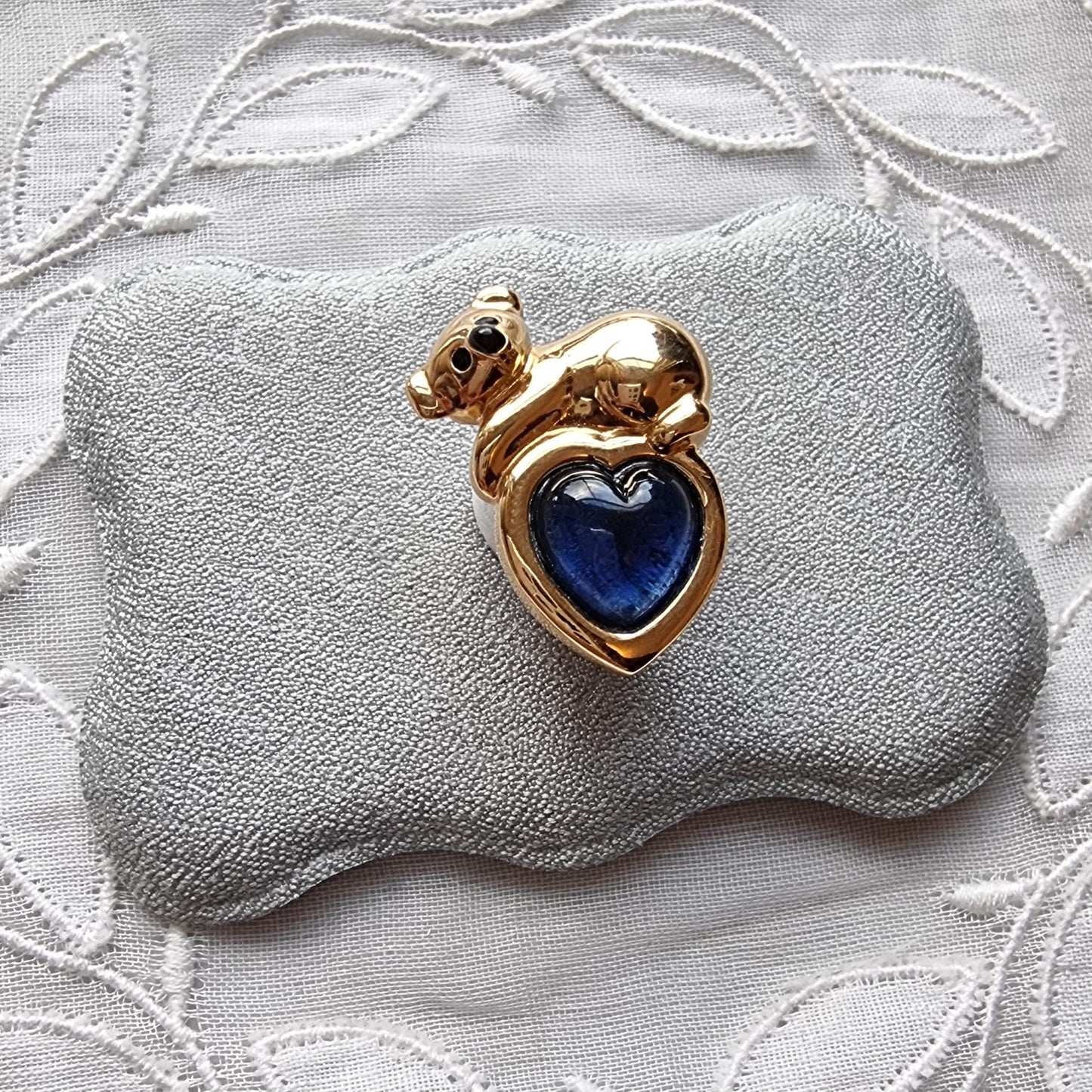 Pin - Gold Koala on Blue Heart Pin Brooch