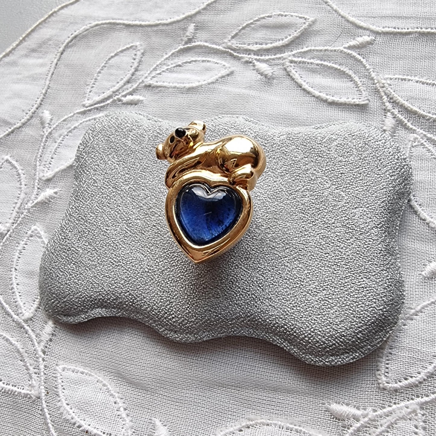 Pin - Gold Koala on Blue Heart Pin Brooch