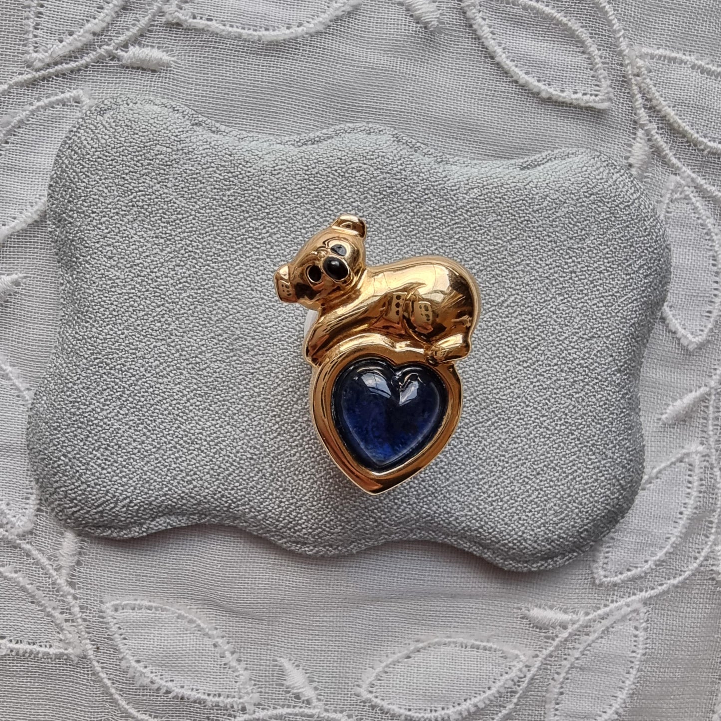 Pin - Gold Koala on Blue Heart Pin Brooch