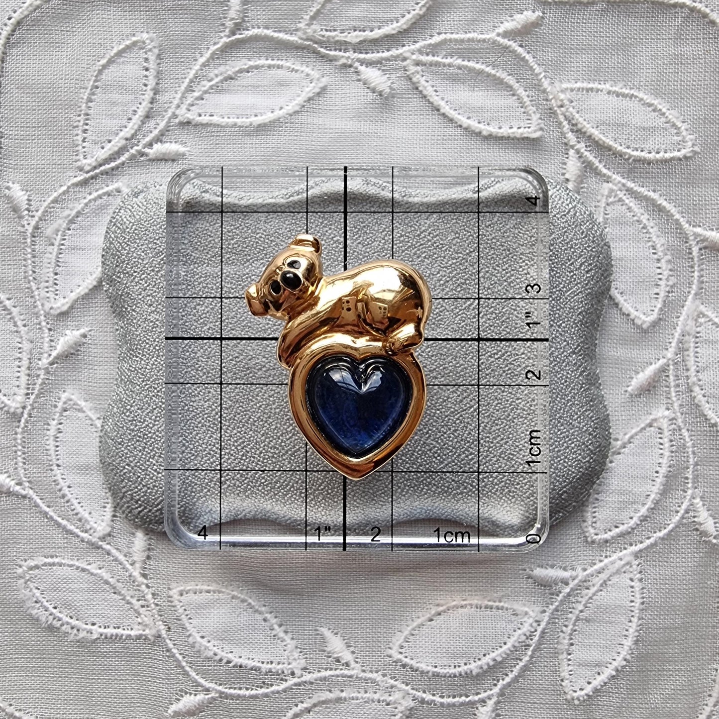Pin - Gold Koala on Blue Heart Pin Brooch